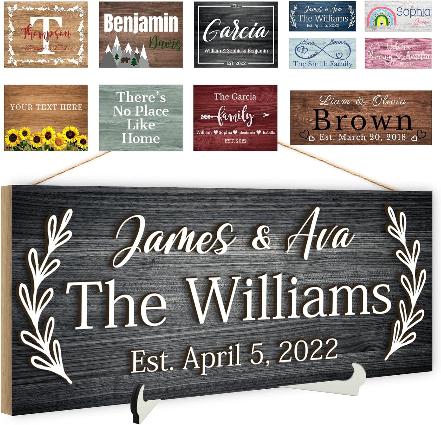 Custom Wood Sign Prsonalized Text Business 3D Home Decor, Personalized Rustic Plaque Board Hanging Wooden Name Sign for Wall Art, Customized Signs Plank Decoration Gifts for Wedding Family Farmhouse Kitchen, Rectangle