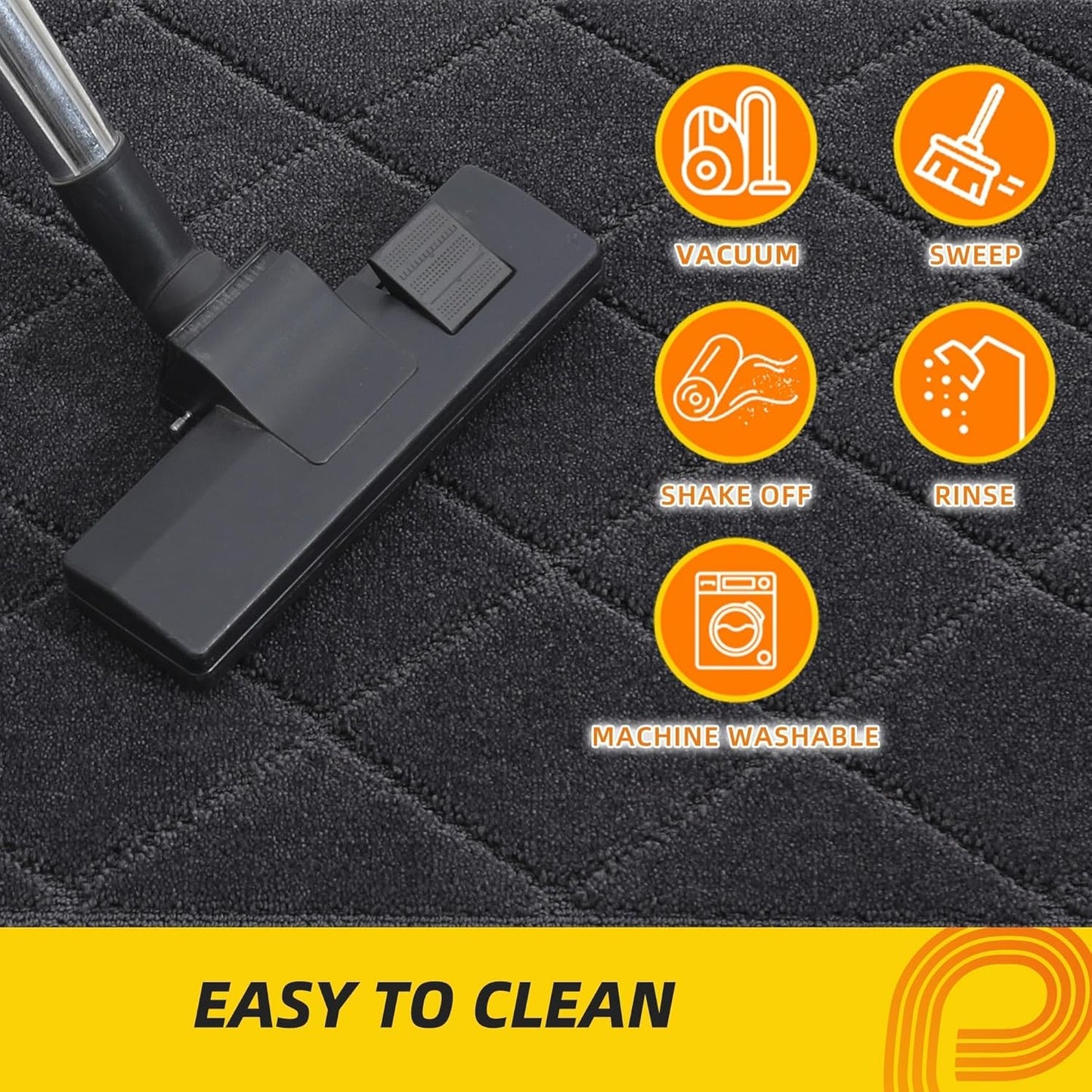 JSEI Dirt Trapper Door Mat 32"x48", Non-Slip Washable Entryway Mats, Dog Door Mat, Stain Resistant and Absorbent Floor Mats, Low Profile Welcome Mat for Front Back Door, Dark Grey