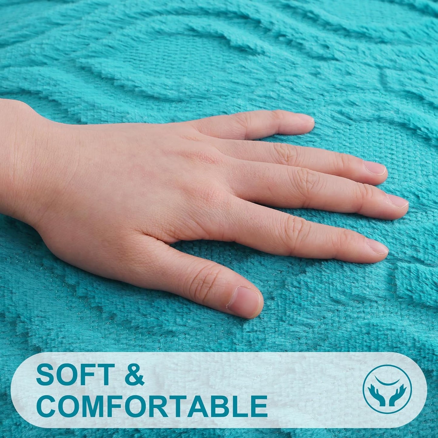 decorUhome Fall Throw Pillow Covers 22x22 Inch Set of 2, Soft Plush Decorative Faux Fur Turquoise Solid Couch Pillow Covers, Accent Farmhouse Neutral Square Euro Pillow Cases for Sofa Bed Living Room