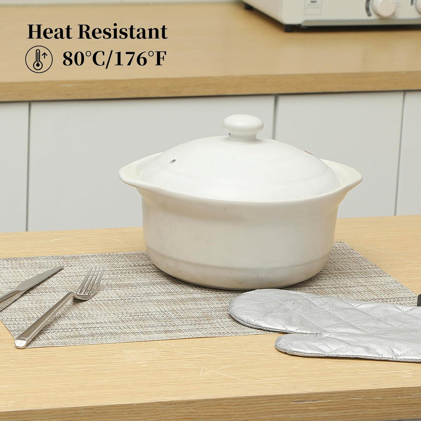 Leetaltree Linen Yellow Placemats Set of 4 - Heat Resistant Non-Slip Place mats for Dining Table, Washable Durable PVC Vinyl Woven Table Mats（Linen Yellow, 4）