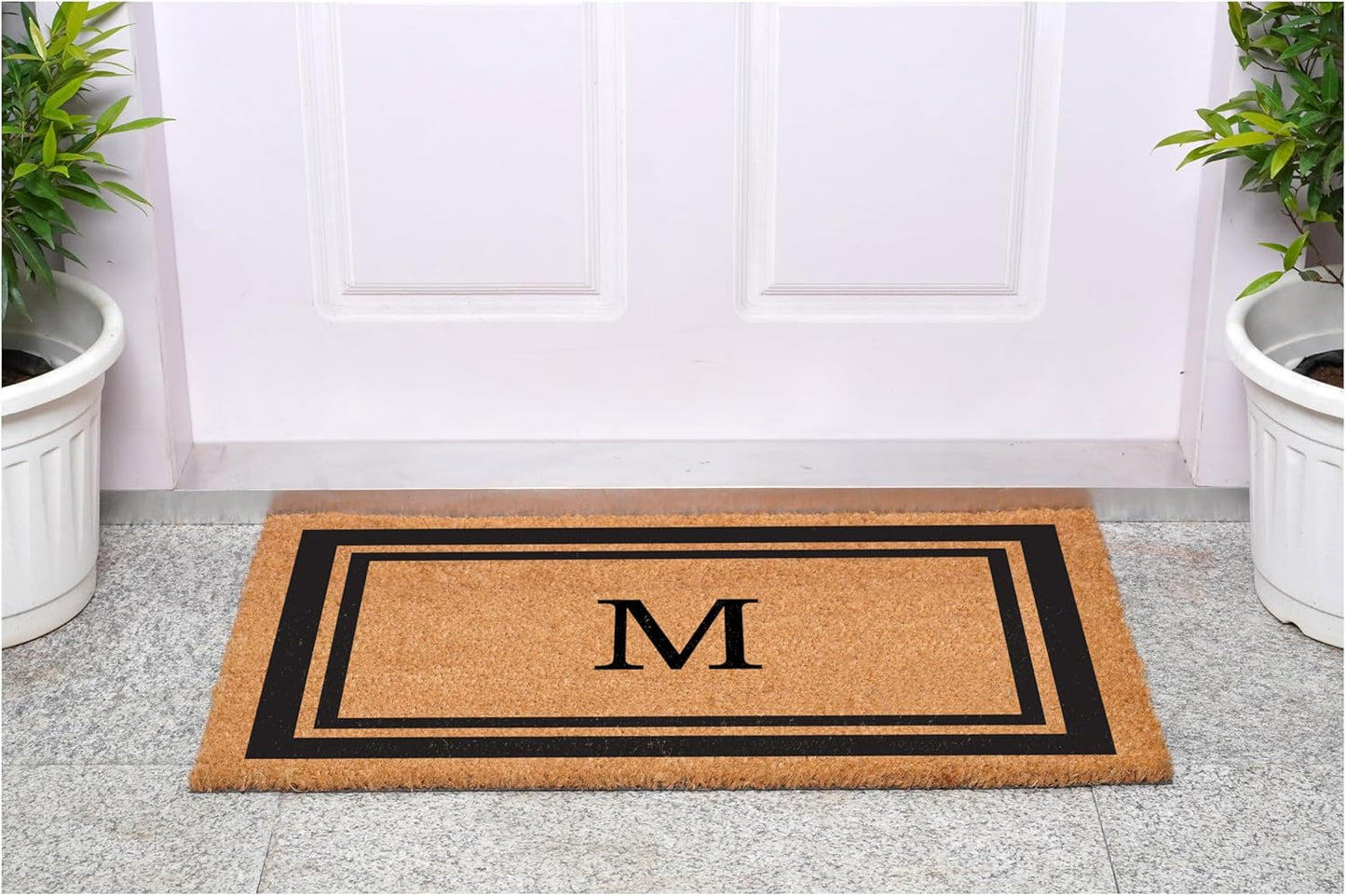 Calloway Mills 152962448 Black Border 24" x 48" Monogram Doormat (Letter M)