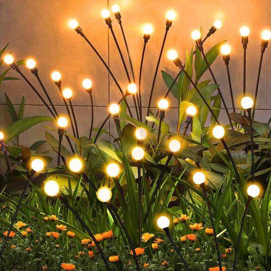 Solar Garden Lights Outdoor, 4 Pack Firefly Swaying Lights, Waterproof Garden Decor for Yard Patio Pathway Lawn, Gardening Gifts for Women Christmas Decoration