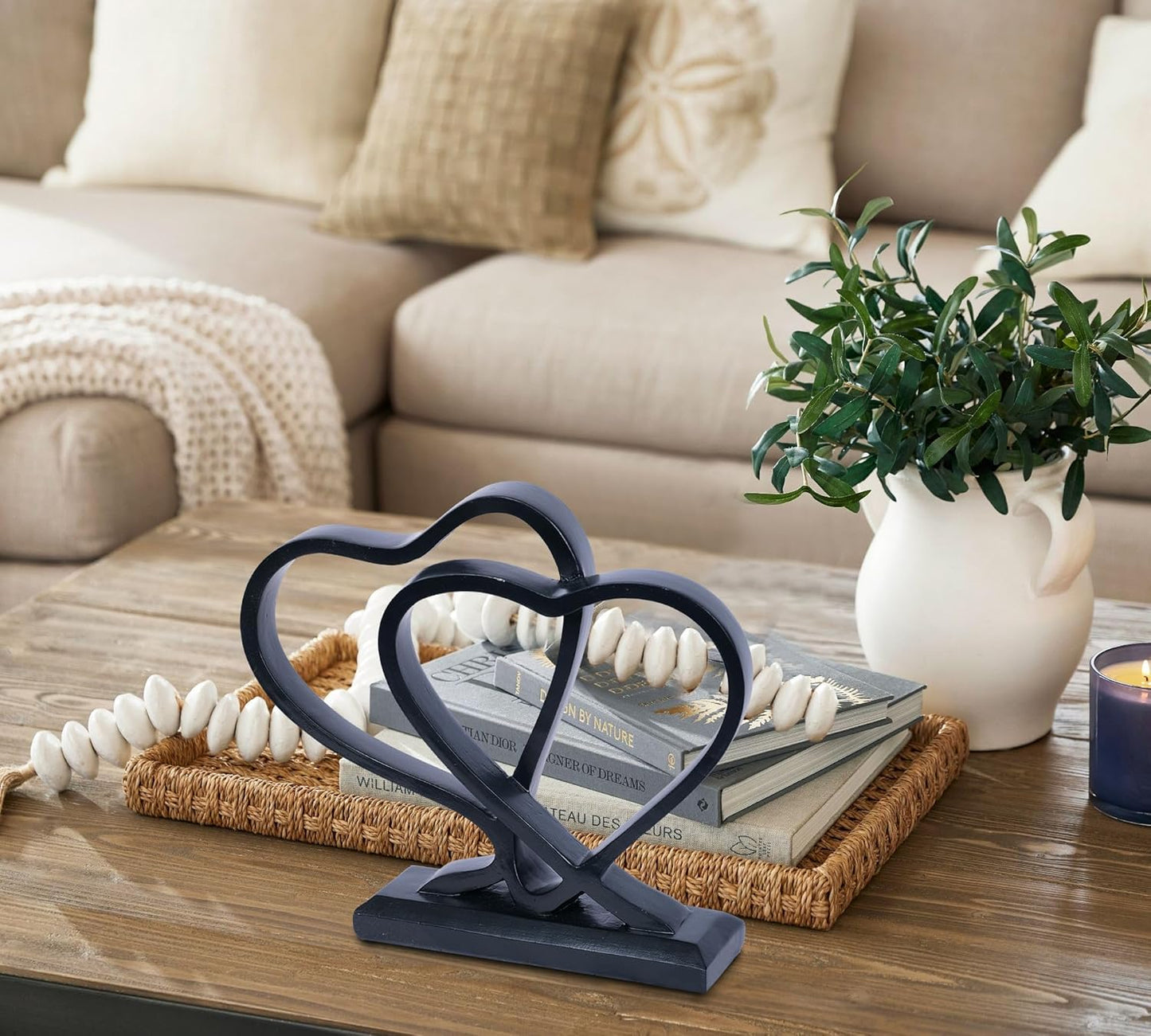 Heart Sculpture for Living Room Decor Heart Decoration Gift for Her and Him Love Wedding Anniversary Couples Gift Modern Heart Statue for Home Coffee Table Dining Table Centerpiece Birthday Gift