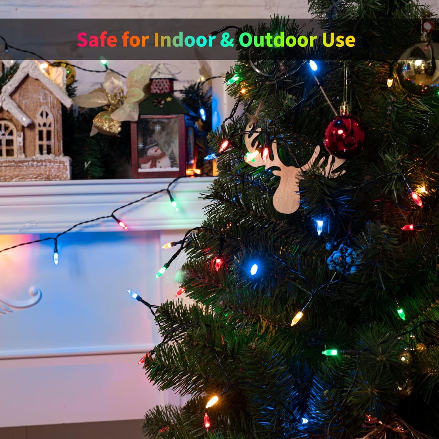 Battery Operated Christmas Lights 2 Pack 18 Feet 50 LED Clear Mini String Lights with 8 Modes Waterproof Tree Lights for Xmas Outdoor Indoor Holiday Party Garden Decor, Multicolor