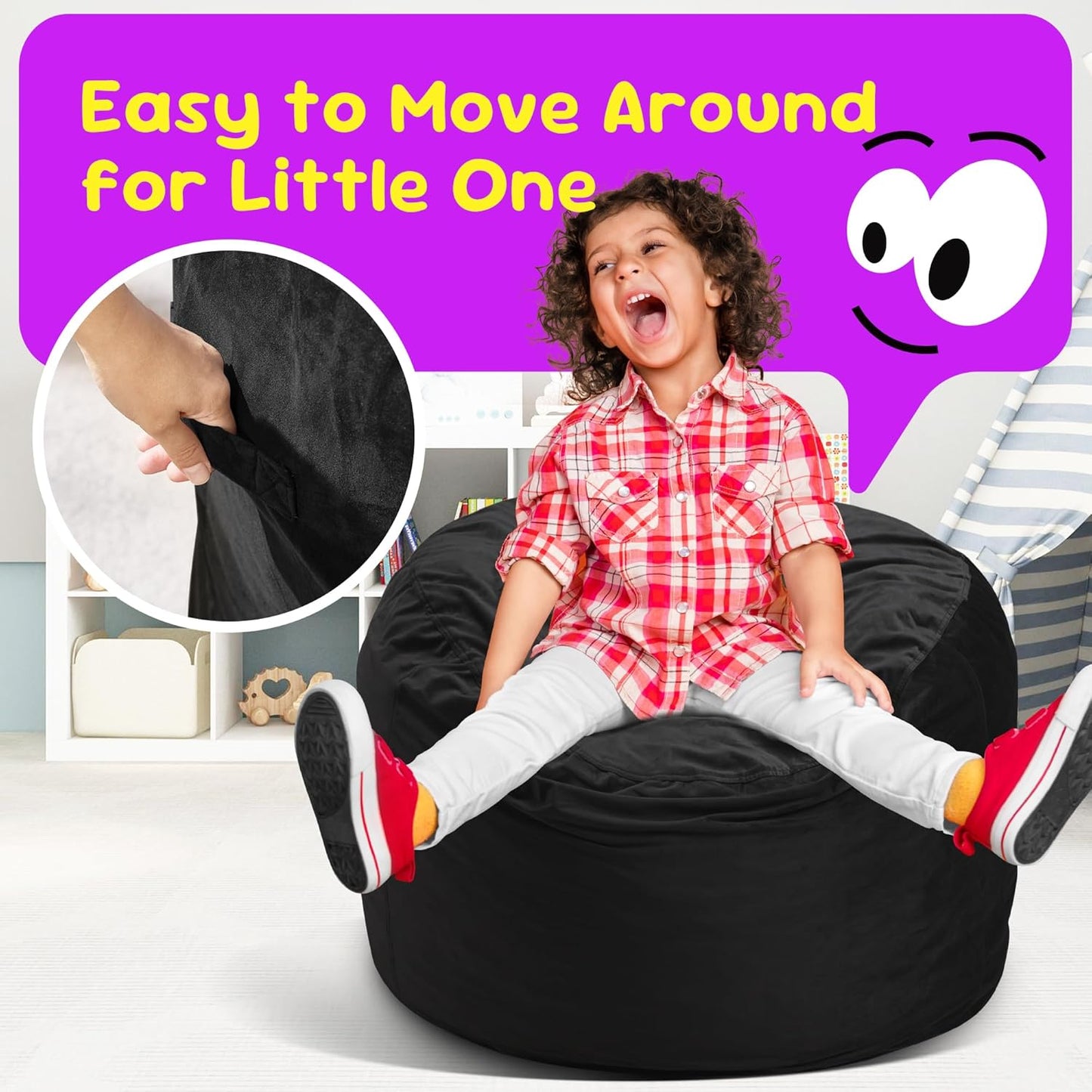 Hobestluk Bean Bag Chairs 2.5FT Bean Bag Chair with Memory Foam Filled & Machine Washable Cover,Beanbag Chair, Small Bean Bag Chairs for Playroom, Living Room, Bedroom