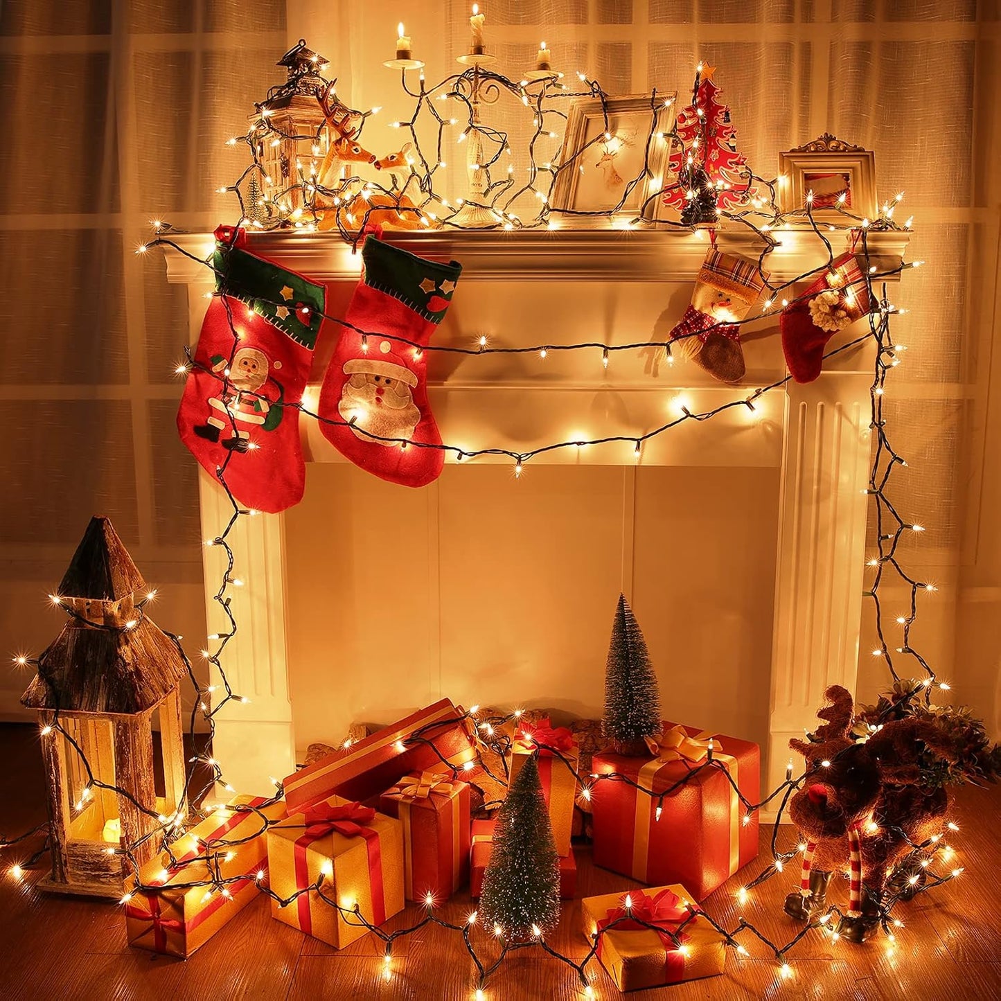 Toodour Clear Christmas Lights, 25ft 100 Count Incandescent Indoor Outdoor String Lights, UL Certified Connectable Green Wire Mini Bulb Light for Home, Party, New Year, Xmas Tree Decor - Warm White