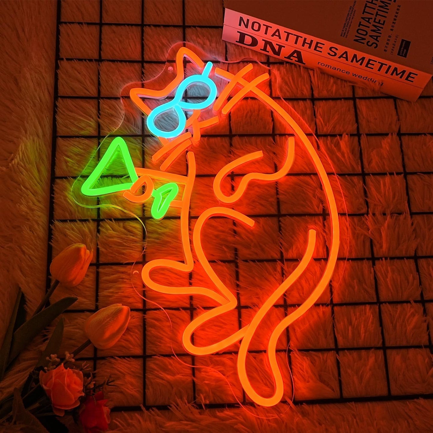 Cat Martini Neon Sign for Wall Decor Bar Neon Light Red Cat with Glasses Drink Beer LED Sign Dimmiable LED Neon Light Sign for Bar Kidsroom Business Bedroom Game Room