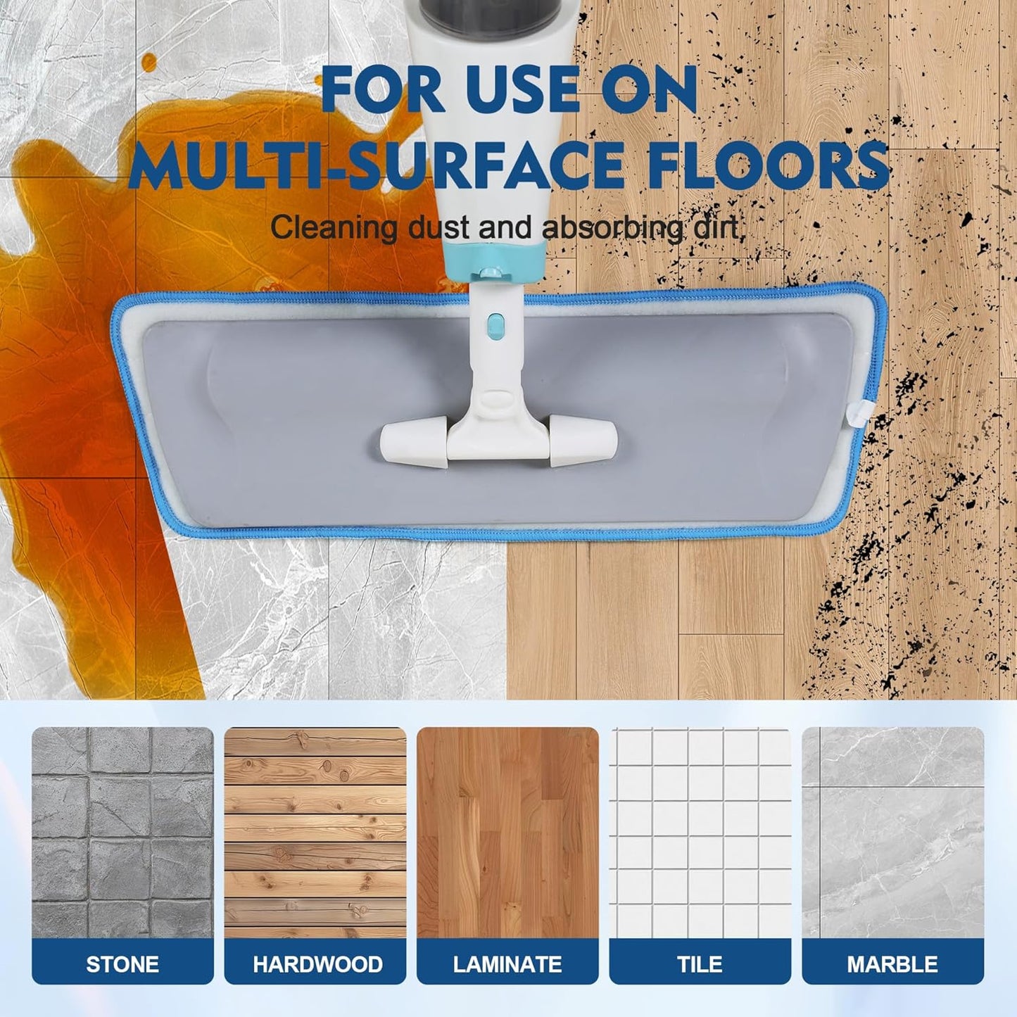 3 Pack Microfiber Mop Pads, Mop Replacement Pads Refills Floor Spray Mop Pads Wet Moping Pads Refill Reusable Pads Suitable for All Spray Mops Cleaning