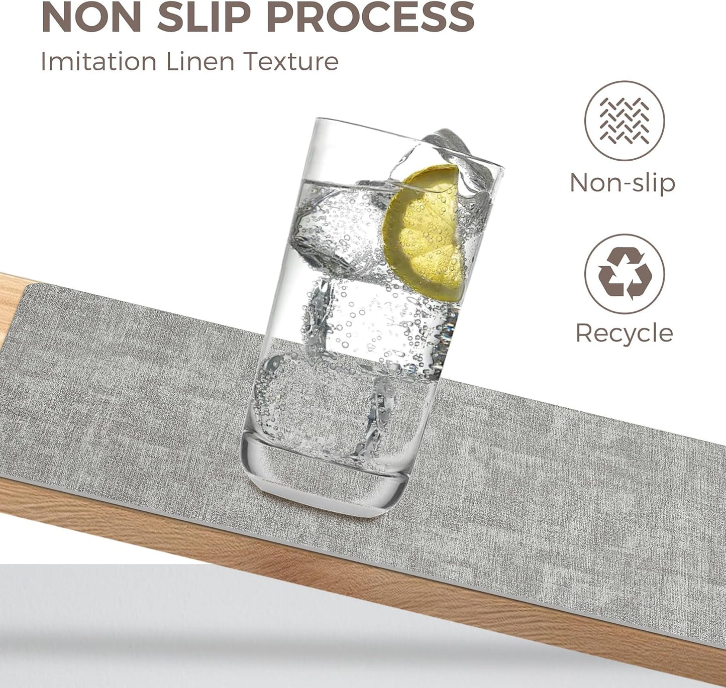 Vinyl Placemats Set of 6, Faux Leather Waterproof and Heat Resistant Place Mats, Washable Anti-Slip Table Mats with Coaster, Wipeable Placemats for Indoor & Outdoor 17" x 12" (Light Grey, Set of 6)