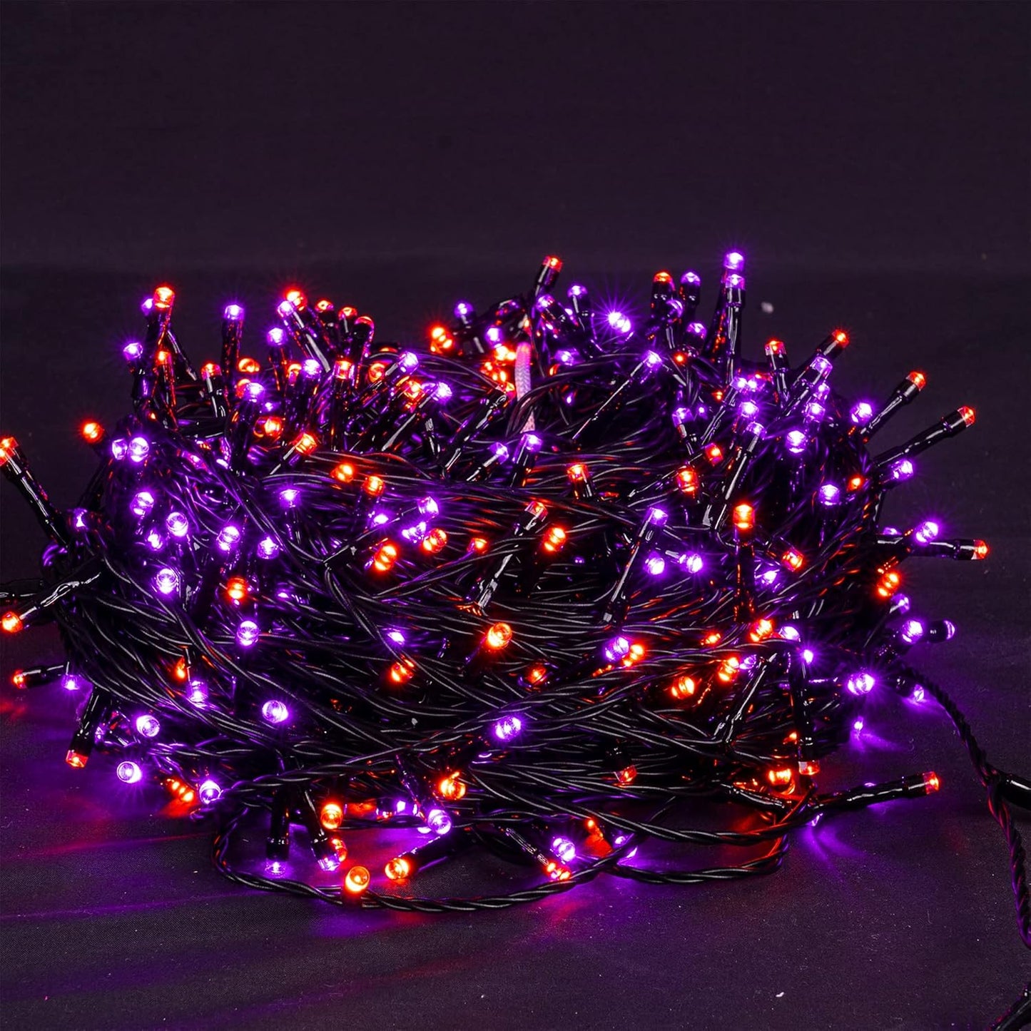 Dazzle Bright Halloween String Lights, 66FT 200 LED Connectable Black Wire 8 Modes String Lights, Waterproof Christmas Decorations for Indoor Outdoor Patio Party Holiday, Purple & Orange