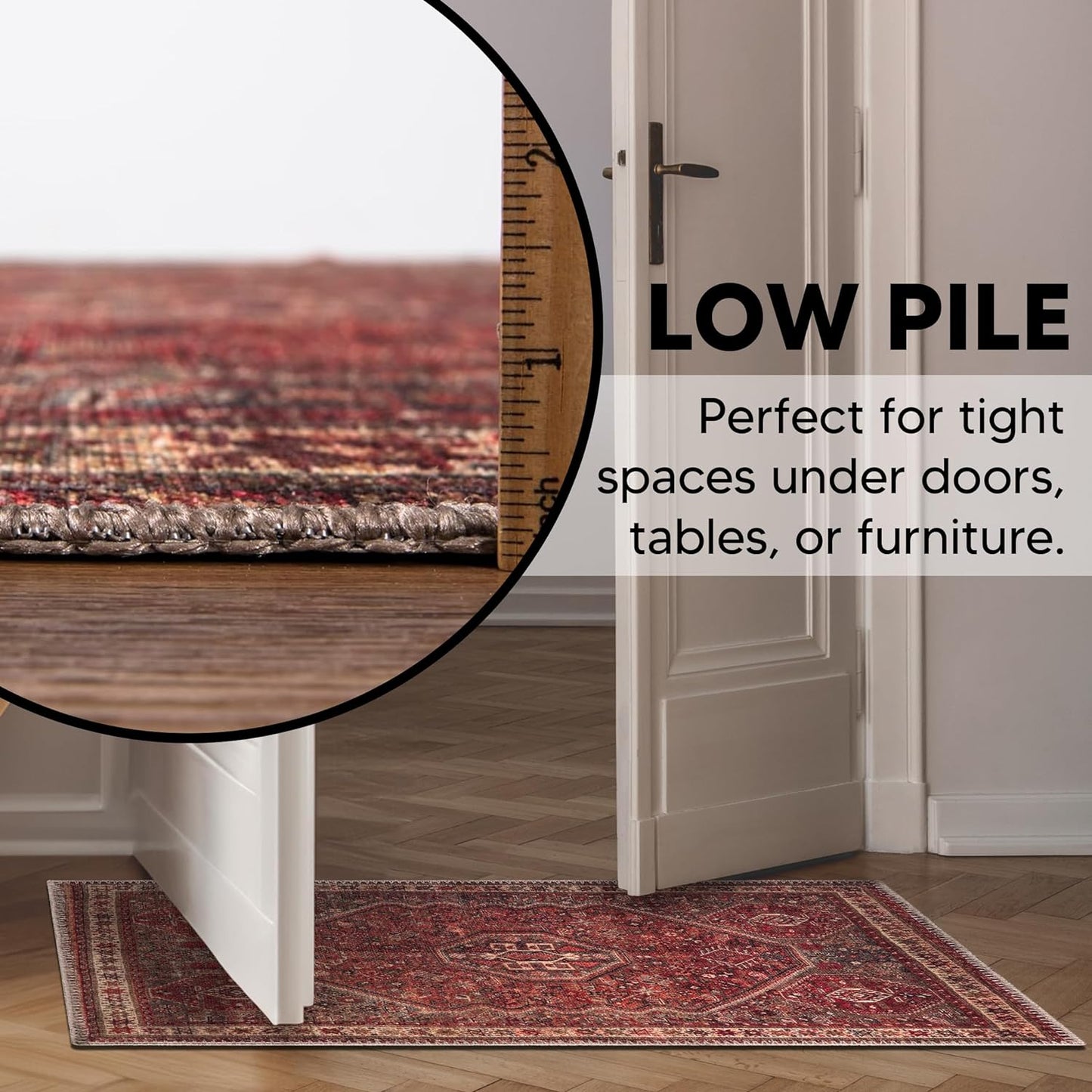 Keen Home Design 2x3 Rug - Machine Washable Entry Rug with Non-Slip Backing, Ideal for Enteryway, Kitchen, Bathroom, Laundry Room - Vintage, Easy Clean, Durable, Low Pile Rug - (2' x 3')