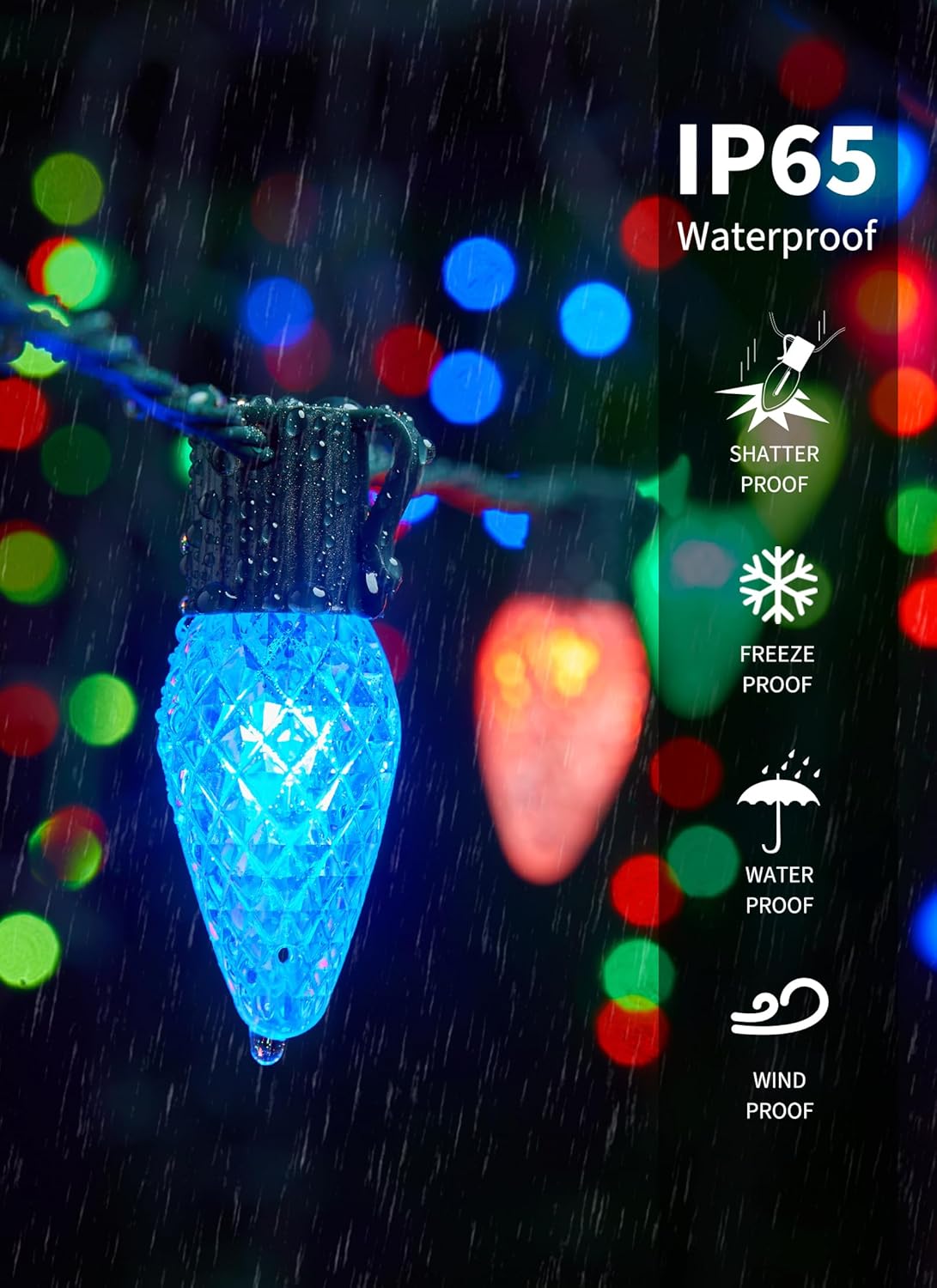 Brightown C9 LED Christmas Lights Outdoor, 200LED RGB Smart Christmas Tree Lights Music Sync DIY APP Controlled, Waterproof Connectable C9 String Lights for House Indoor Patio Xmas Decoration