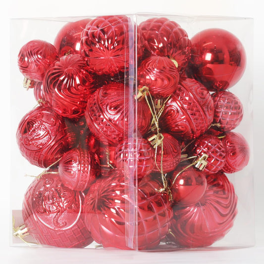 Christmas Ornaments Set with 60pcs Shatterproof Christmas Tree Decorations Multi-Size Christmas Ball Ornaments with 7 Styles Red