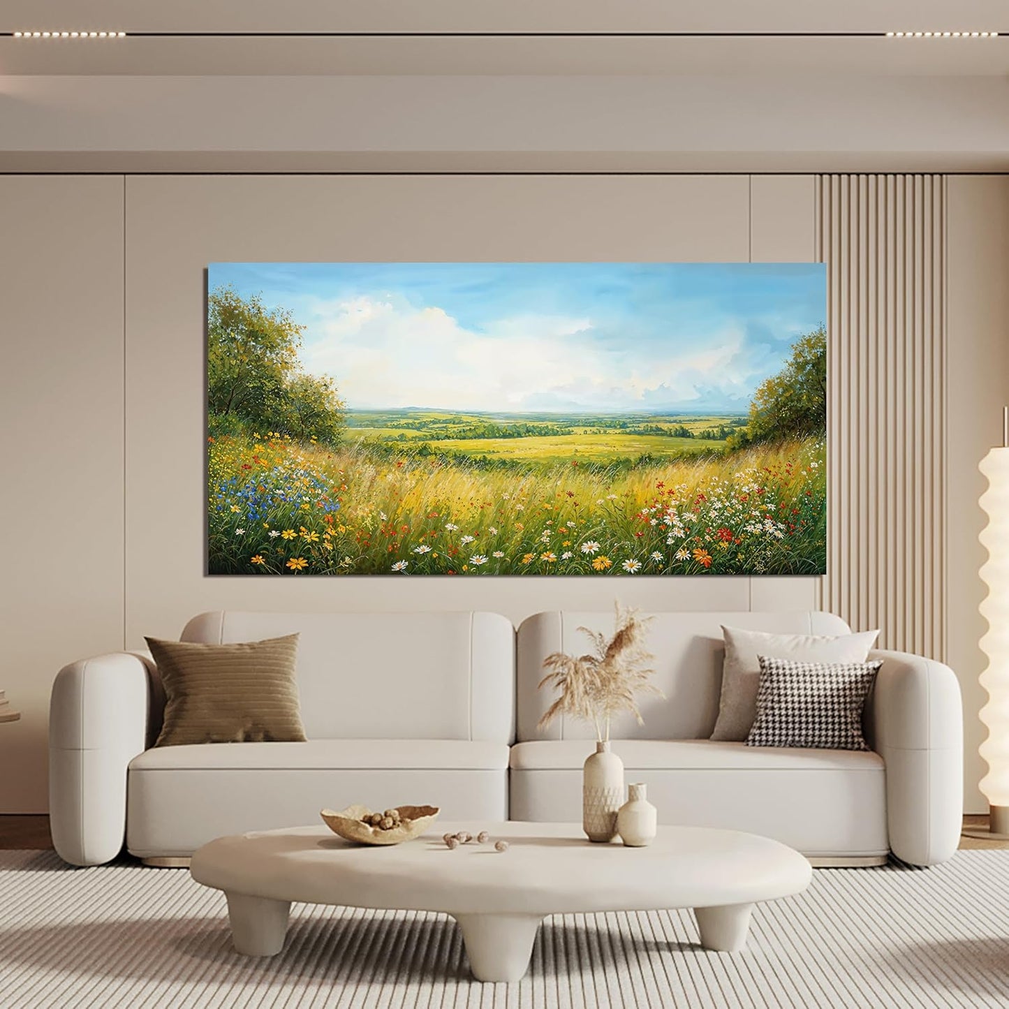 AIXMGSJS Canvas Wall Art Decor Modern Landscape Large Wall Art For Living Room Green Botanical Wall Art Artwork For Wall Green Floral Wall Decor Canvas Prints Art Work For Home Office Decor 24" X 48"