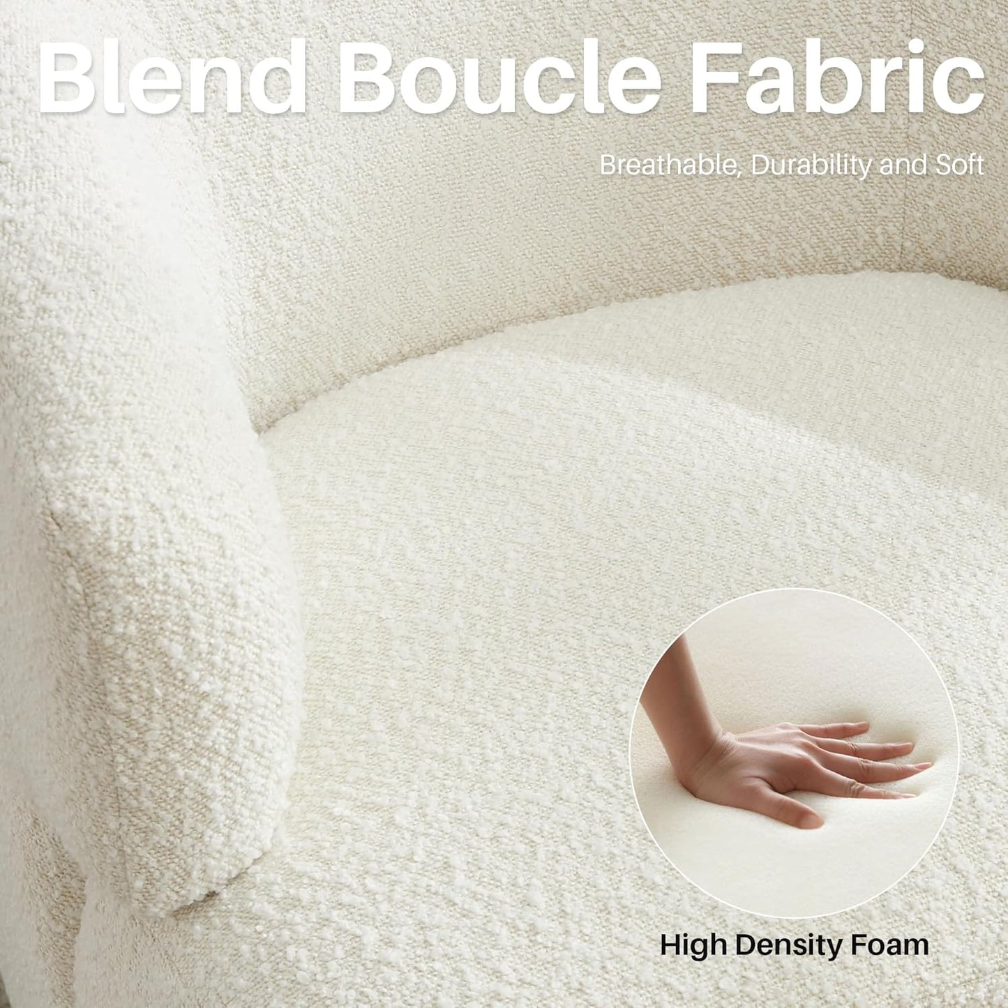 Swivel Accent Chair, Sherpa Teddy Barrel Chair for Living Room, Cozy Round Boucle Arm Chair, Metal Base for Club Nursery Bedroom, White