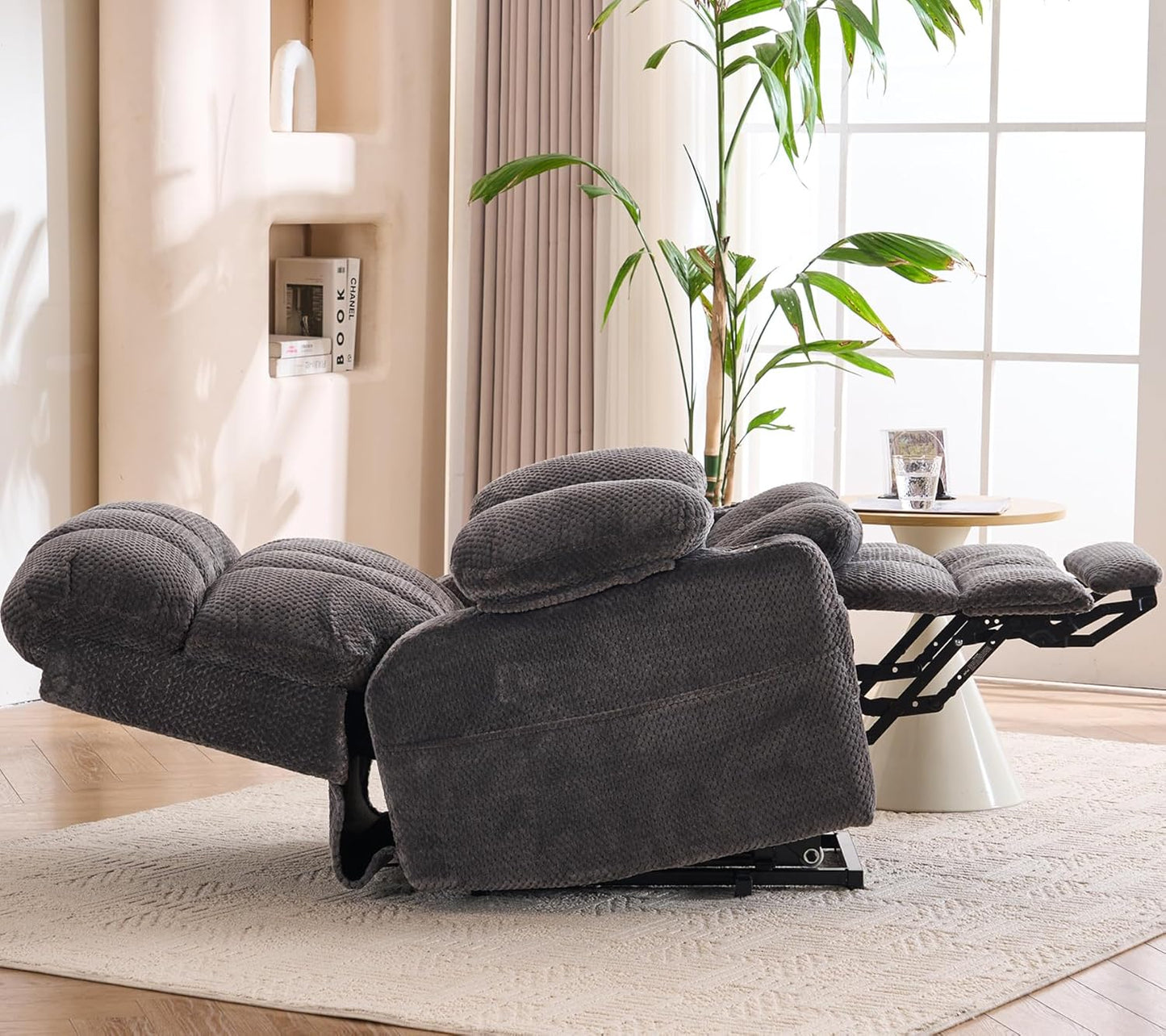 Dual Motor Power Lift Recliner Chair for Elderly,Electric Lift Chair with Adjustable Headrest, Heat and Massage,Lay Flat Recliner with Cup Holders,USB Ports,Type C,Zero Gravity, Grey