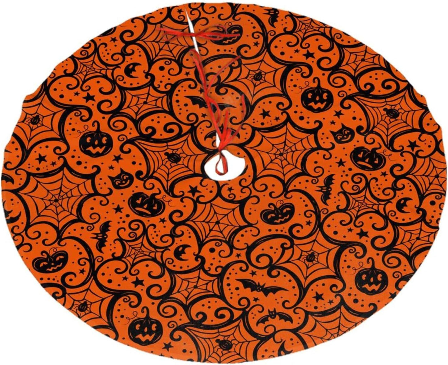 Christmas Tree Skirt,Halloween Pumpkin Xmas Tree Skirt Rustic Farmhouse Tree Skirt for Christmas Decor Xmas Holiday Home Party Decorations48