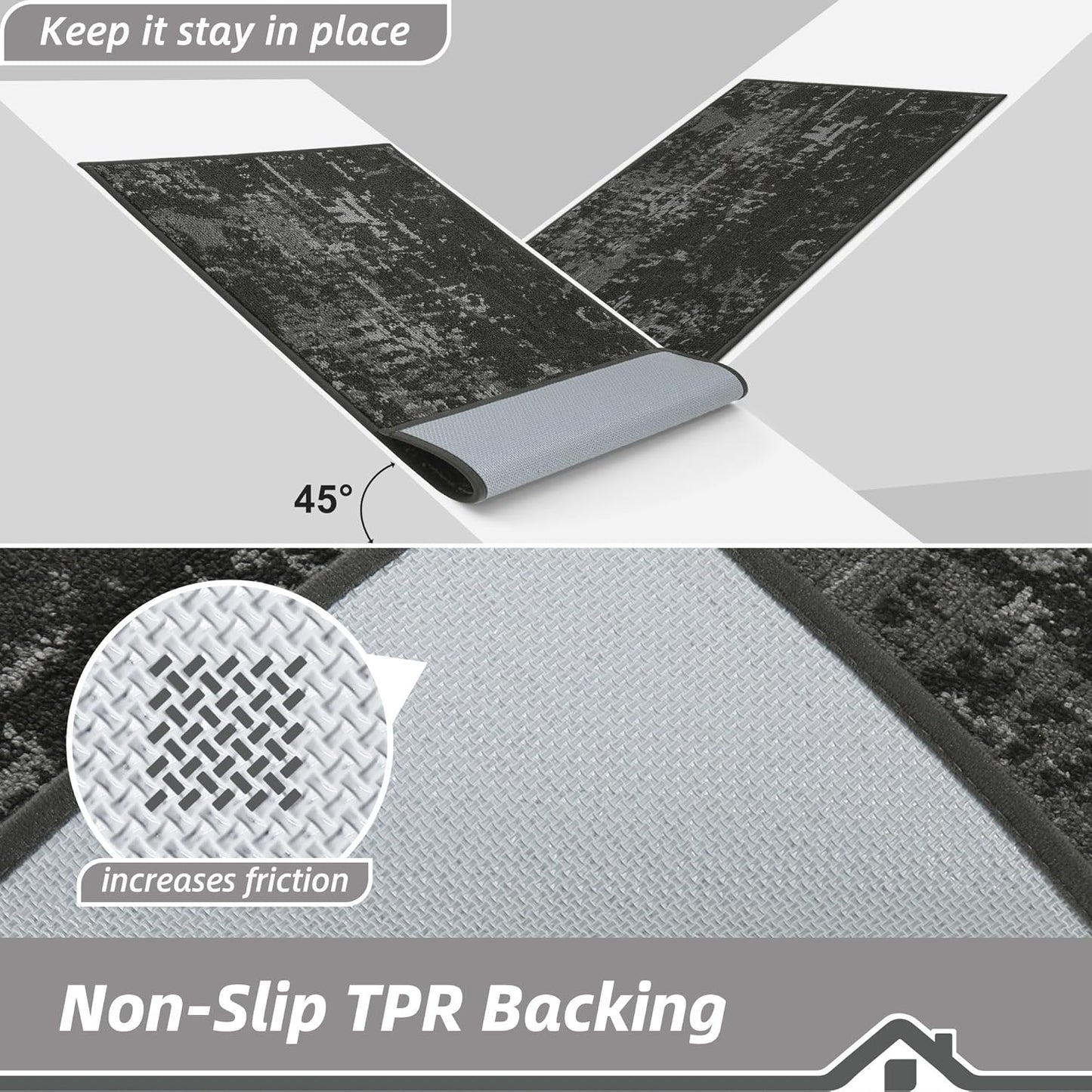 BEQHAUSE Dirt Trapper Door Mat 20"x32" Non-Slip Door Mats Washable Entryway Rugs Stain Resistant Doormat Absorbent Welcome Floor Mat for Front Back Door, Muddy Wet Shoes & Paws,Dark Grey