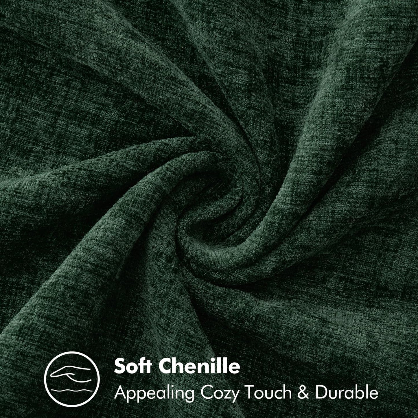 MIULEE Pack of 2 Christmas Pillow Covers 24x24 Inch Dark Green Farmhouse Decorative Throw Pillow Covers with Stitched Edge Soft Chenille Solid Dyed Couch Pillow Covers for Sofa Bed Living Room