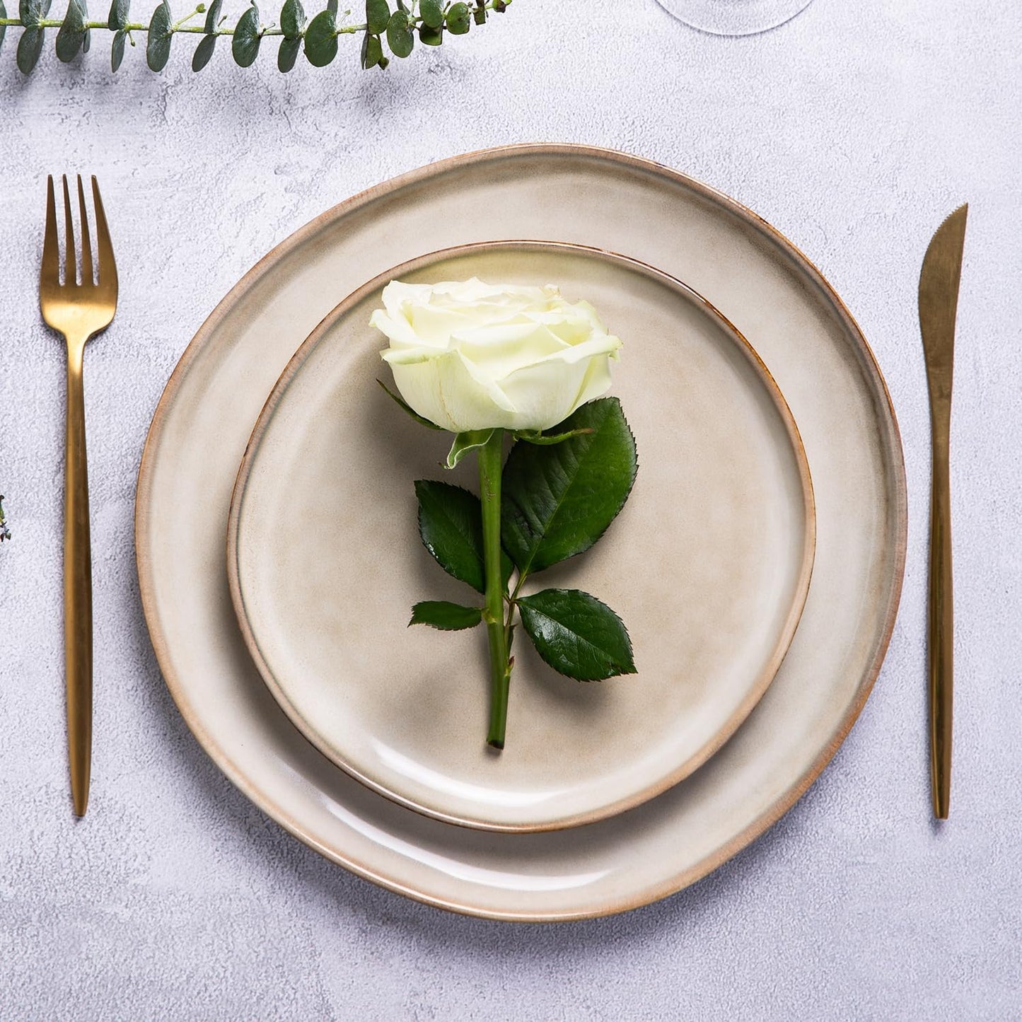 AmorArc Ceramic Dinnerware Sets,Handmade Reactive Glaze Stoneware Plates and Bowls Sets,Highly Scratch Resistant | Dishwasher & Microwave Safe Dishes Set,Service for 6 (18pc)