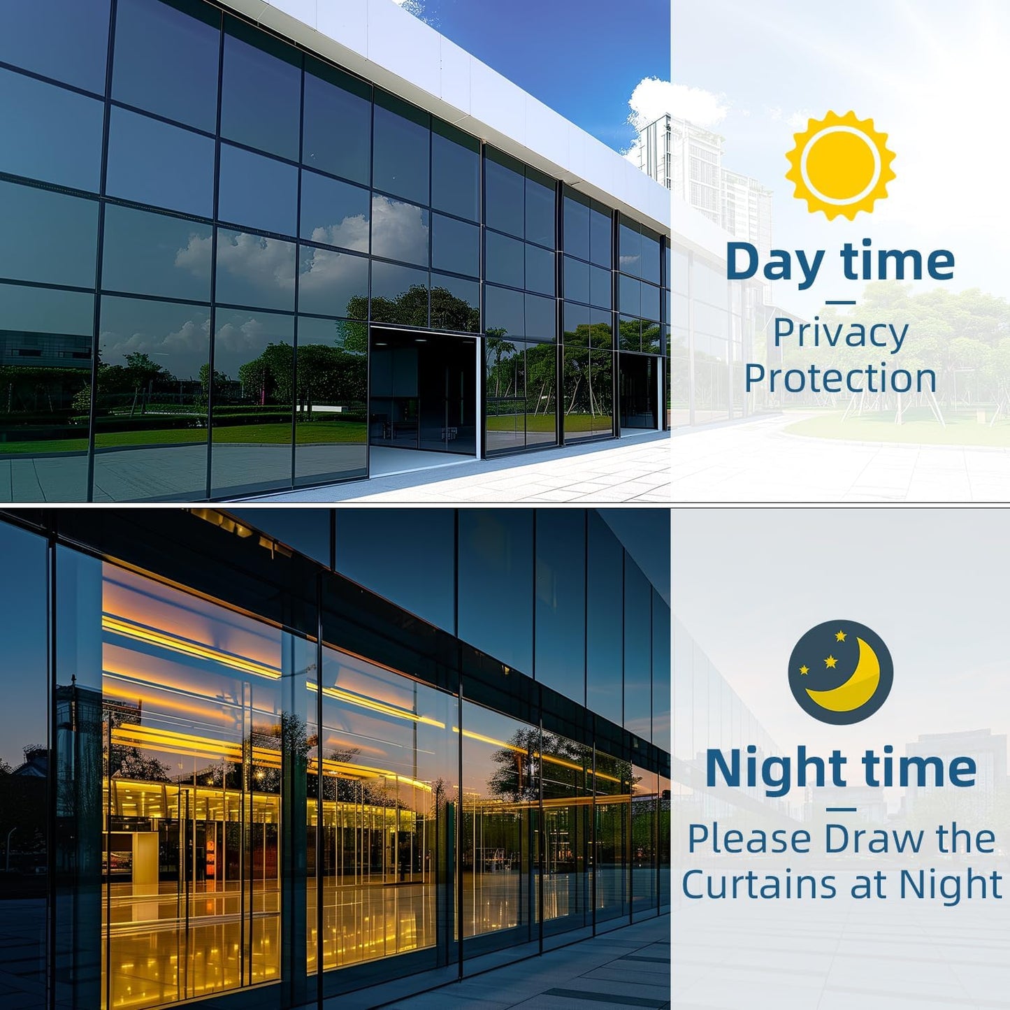 DUOFIRE One Way Window Film Privacy See Out Not in Heat Blocker Tint Reflective Mirror Tinting Film for Home Static Cling Anti-UV Sun Blocking Window Covering（Dark Silver, 11.8x78.7in）