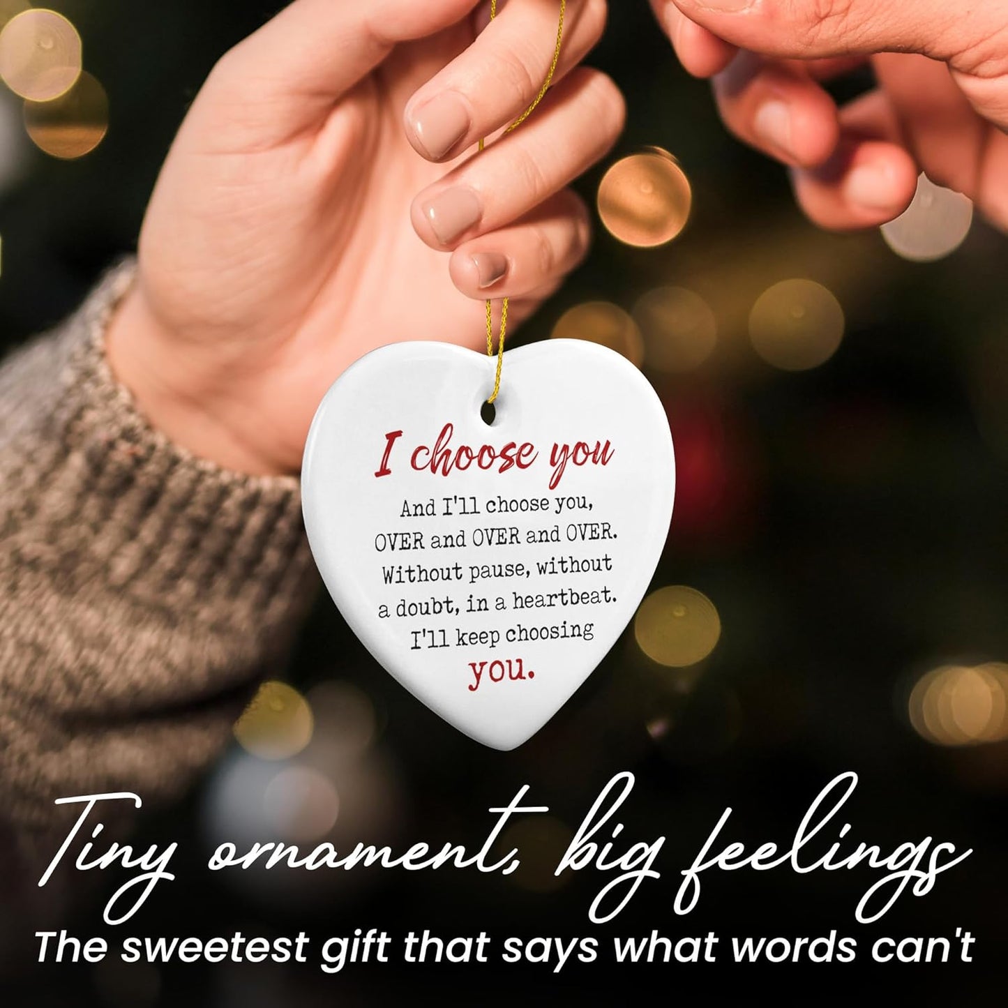 TEEZWONDER Couples Gifts for Him and Her - Ceramic Christmas Ornaments 2025 for Tree Decorations - Christmas Anniversary Wedding Engagement Gifts for Couples, Couple Gift for Girlfriend Boyfriend