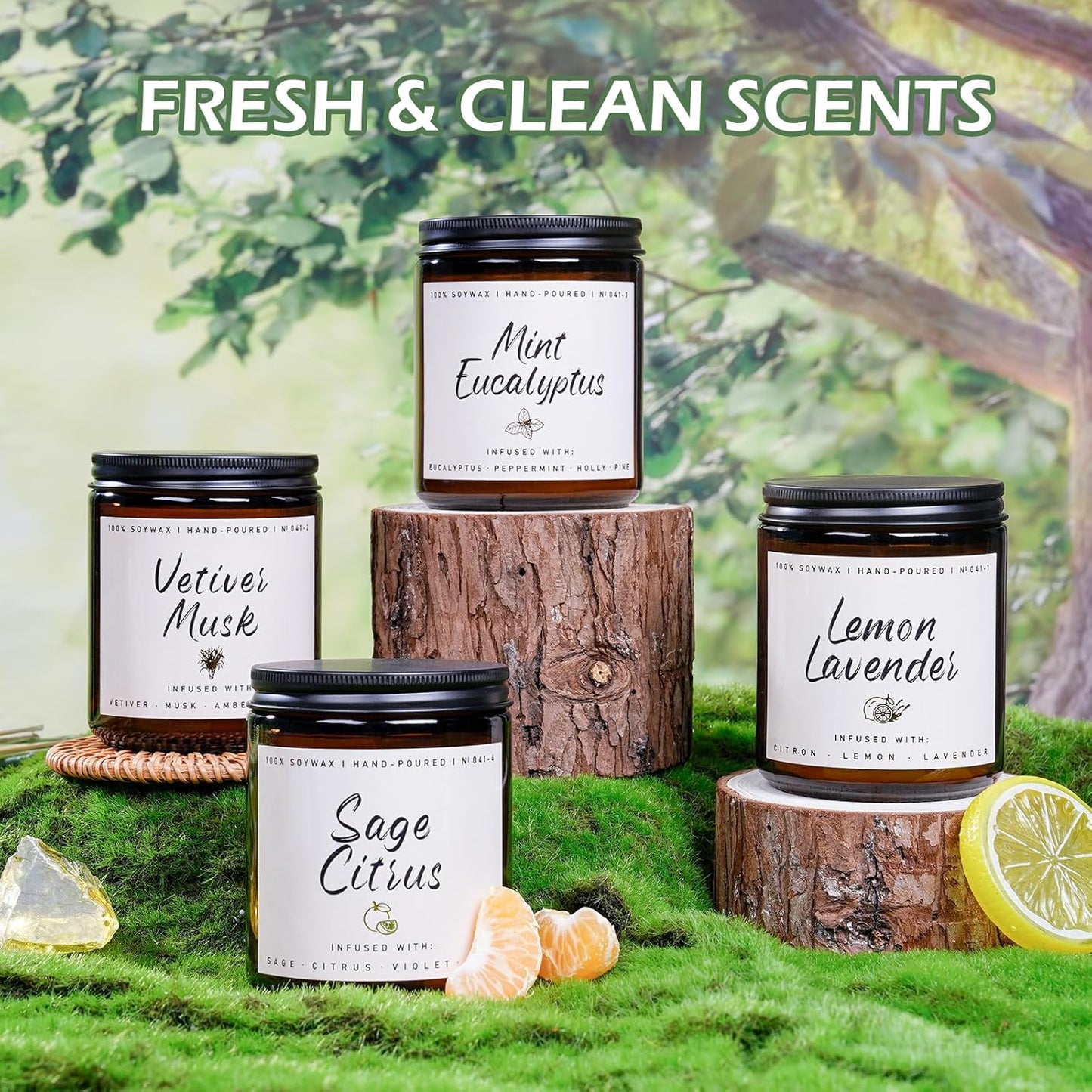 Auelife Scented Candle for Home | Vetiver Musk Candle | Aromatherapy Candles- Soy Candles for Home Scented, Gifts for Women Men, Vetiver Fragrance -7oz, Single-Wick Made with Soy Wax