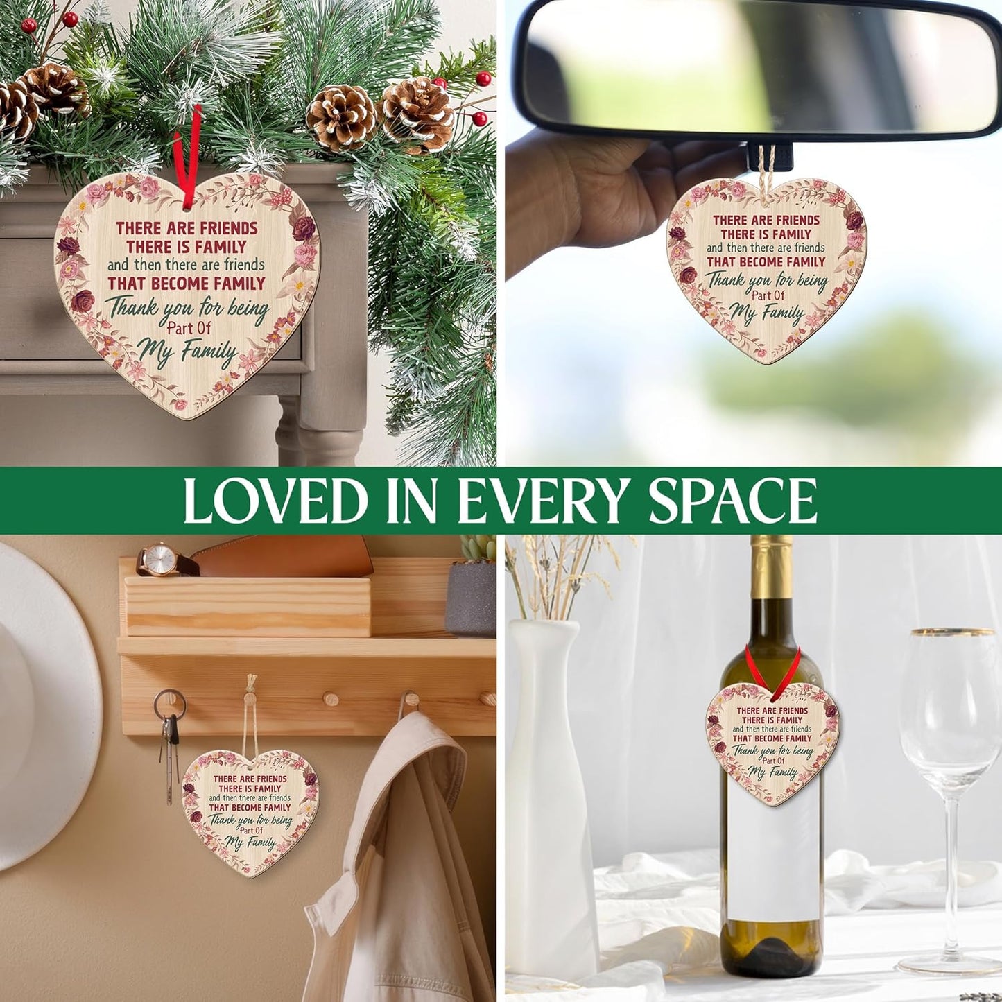 OASSIE Friend Gifts for Women - Wooden Christmas Ornaments 2025 for Tree Decorations - Inspirational Friendship Gifts for Women Friends, Thank You Friend Gift Ideas for Christmas Decorations