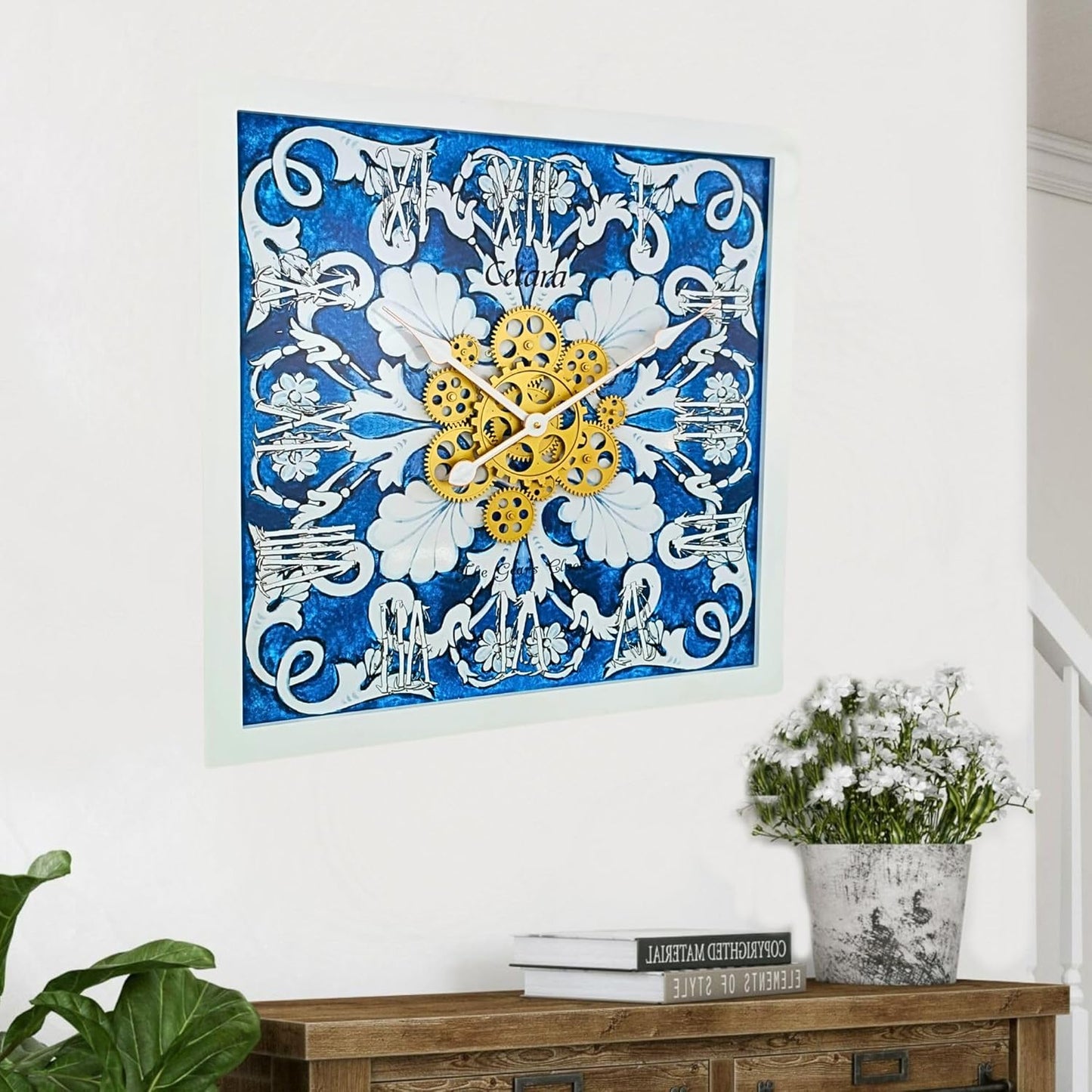 The Gears Clock Wall Clock Italy Collection with Moving Gears (Cetara, 24 inches (60 cm))