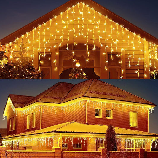 AGIRL 400 LED Icicle Lights Outdoor 32.8Ft 75 Drops Icicle Christmas Halloween Lights 8 Modes Waterproof Fairy String Lights for Indoor Bedroom Garden Wedding Porch Decoration