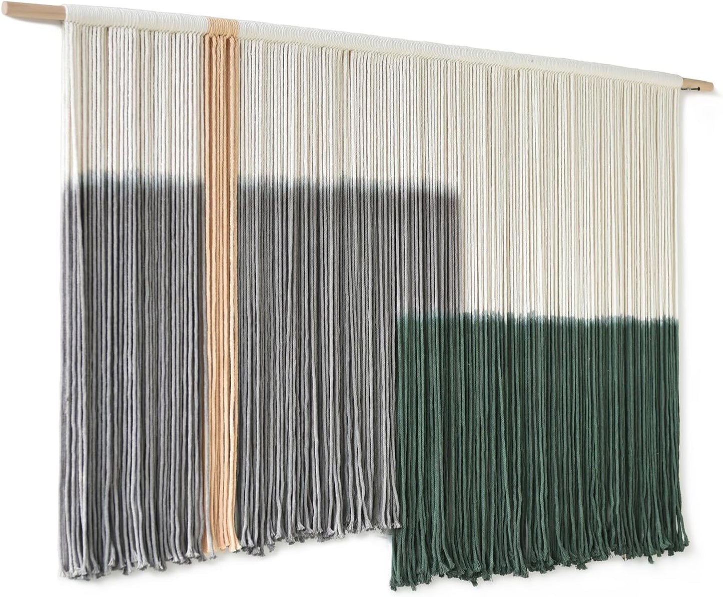 Macrame Wall Hanging Green Large Dip Dye Fiber Wall Art Bohemian Yarn Tapestry Wall Décor 57''W*35''L