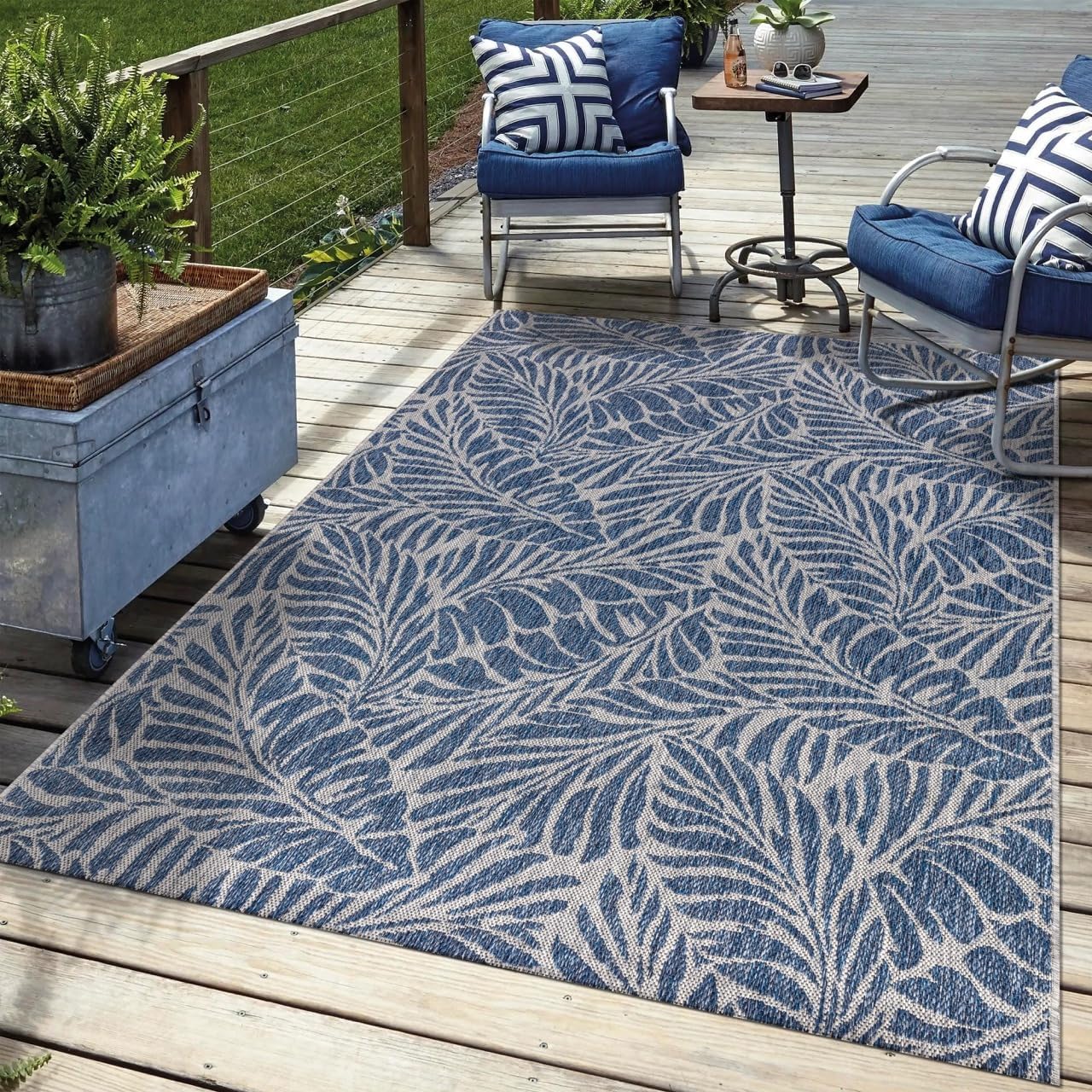 Keen Home Design Terrace Outdoor Area Rug - 10x14 Washable Indoor/Outdoor Rug for Patio, Kitchen, Balcony, Beach, Garden, Deck and Porch, Size: 10'x14'