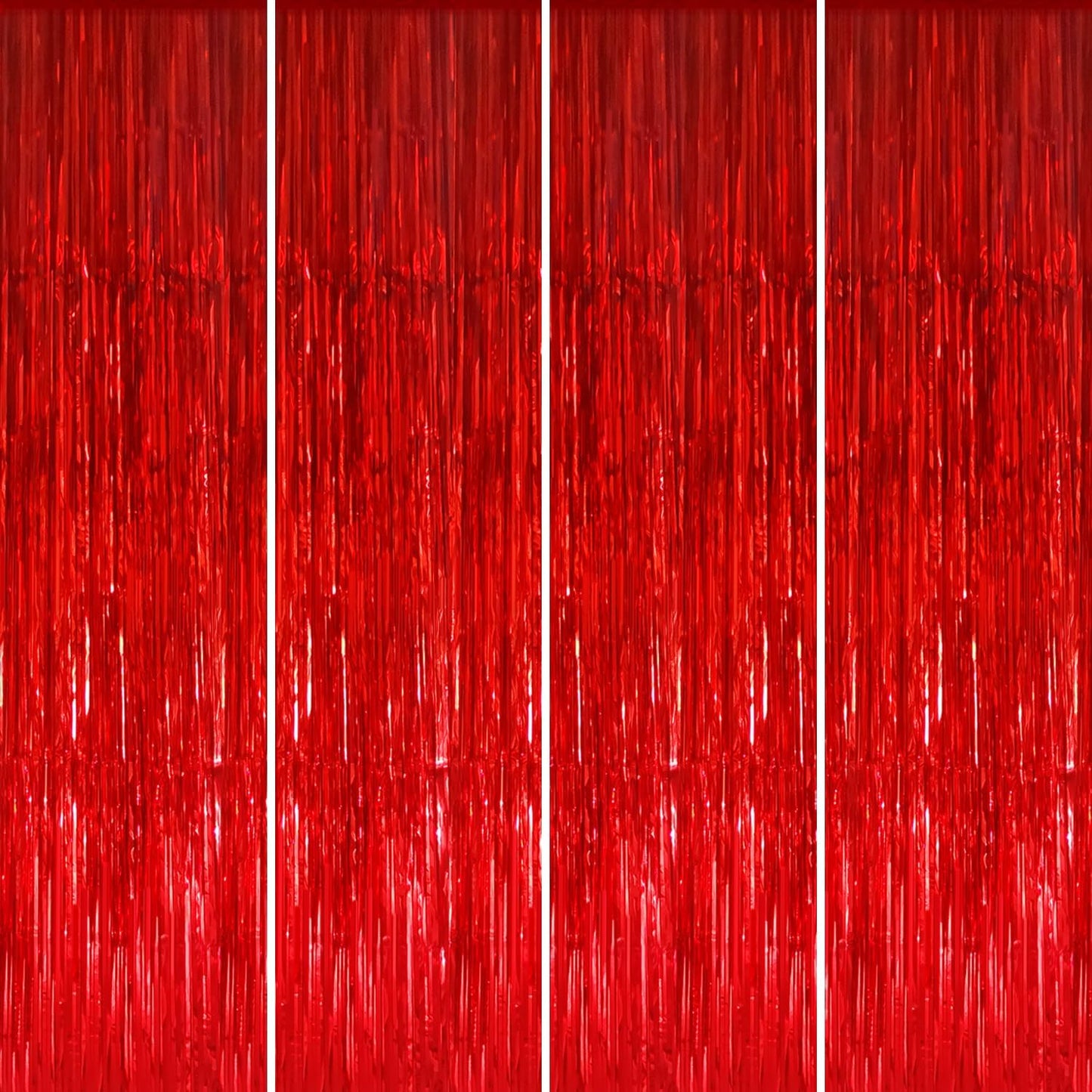 GOER 3.2 ft x 8.2 ft Metallic Tinsel Foil Fringe Curtains Party Photo Backdrop Party Streamers for Birthday,Graduation,New Year Eve Decorations Wedding Decor (4 Packs,Red)