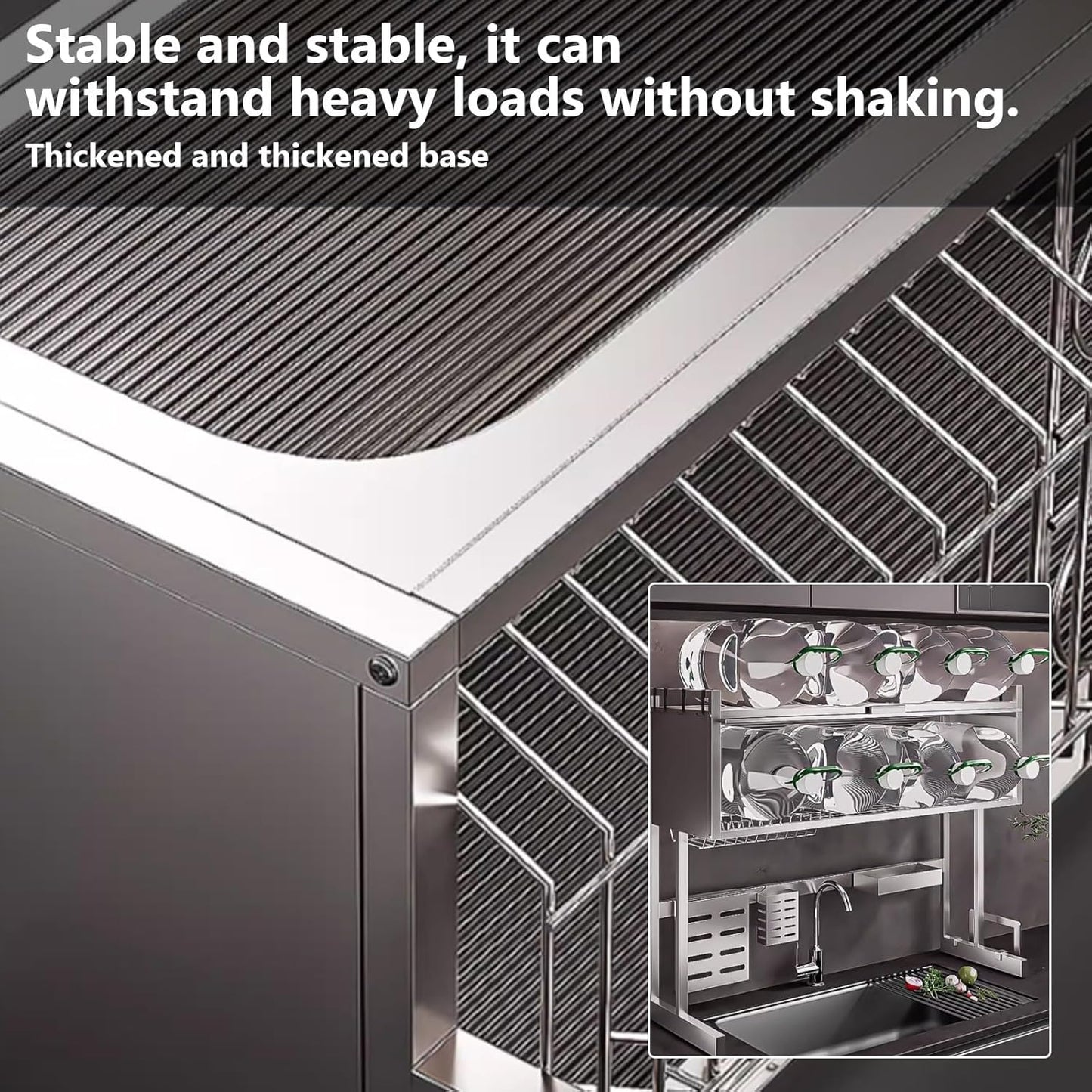 Home Furnishing Dish Rack Over Sink Stainless Steel Over The Sink Dish Drainer Drying Rack Space Kitchen Sink Rack Multifunctional countertop Dish Storage Rack Sink(Metallic,95cm/37.4in)