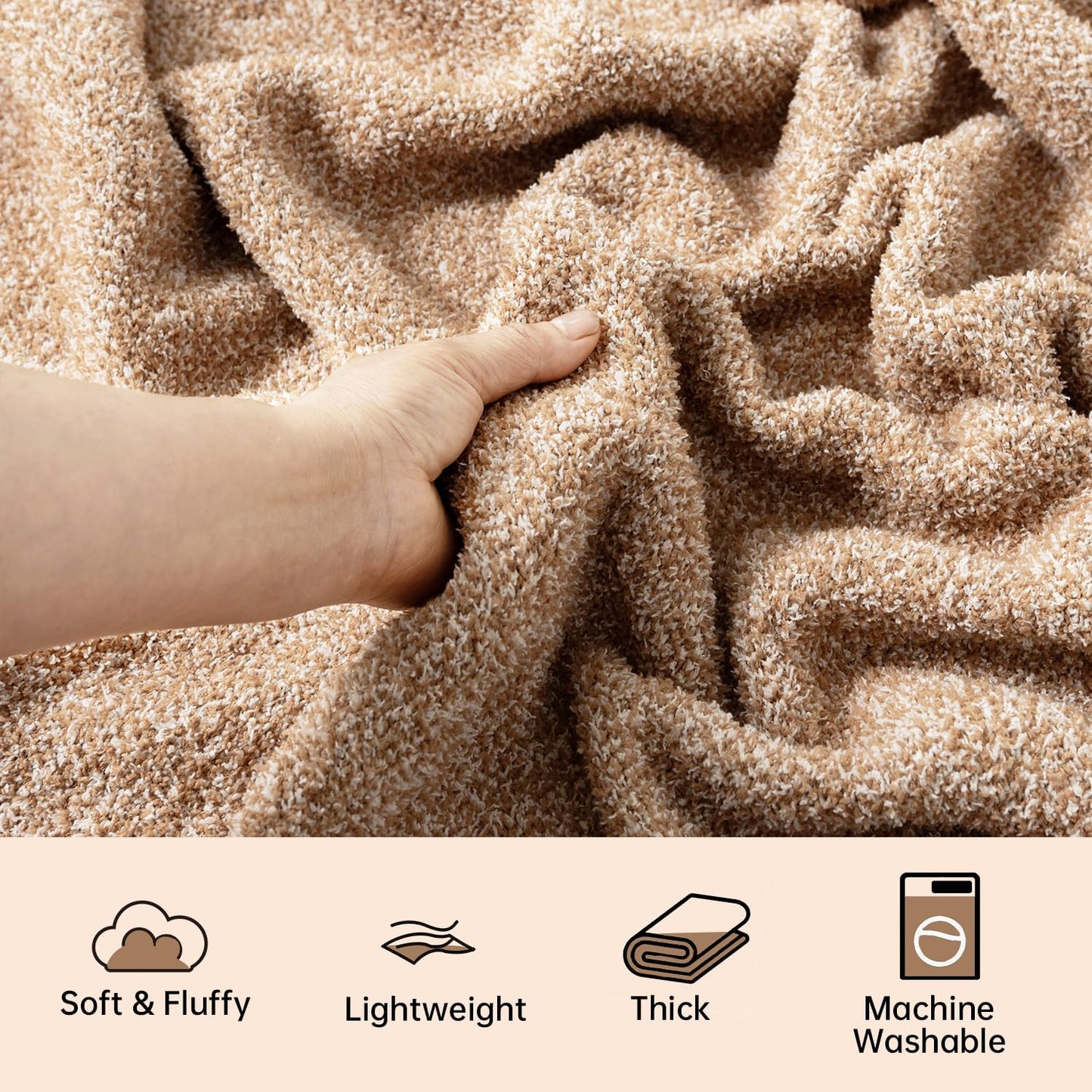 LURKA Fine Knit Throw Blanket - Super Soft Breathable Lightweight Blanket for Couch Bed Sofa (Camel, Throw(50"x 60"))