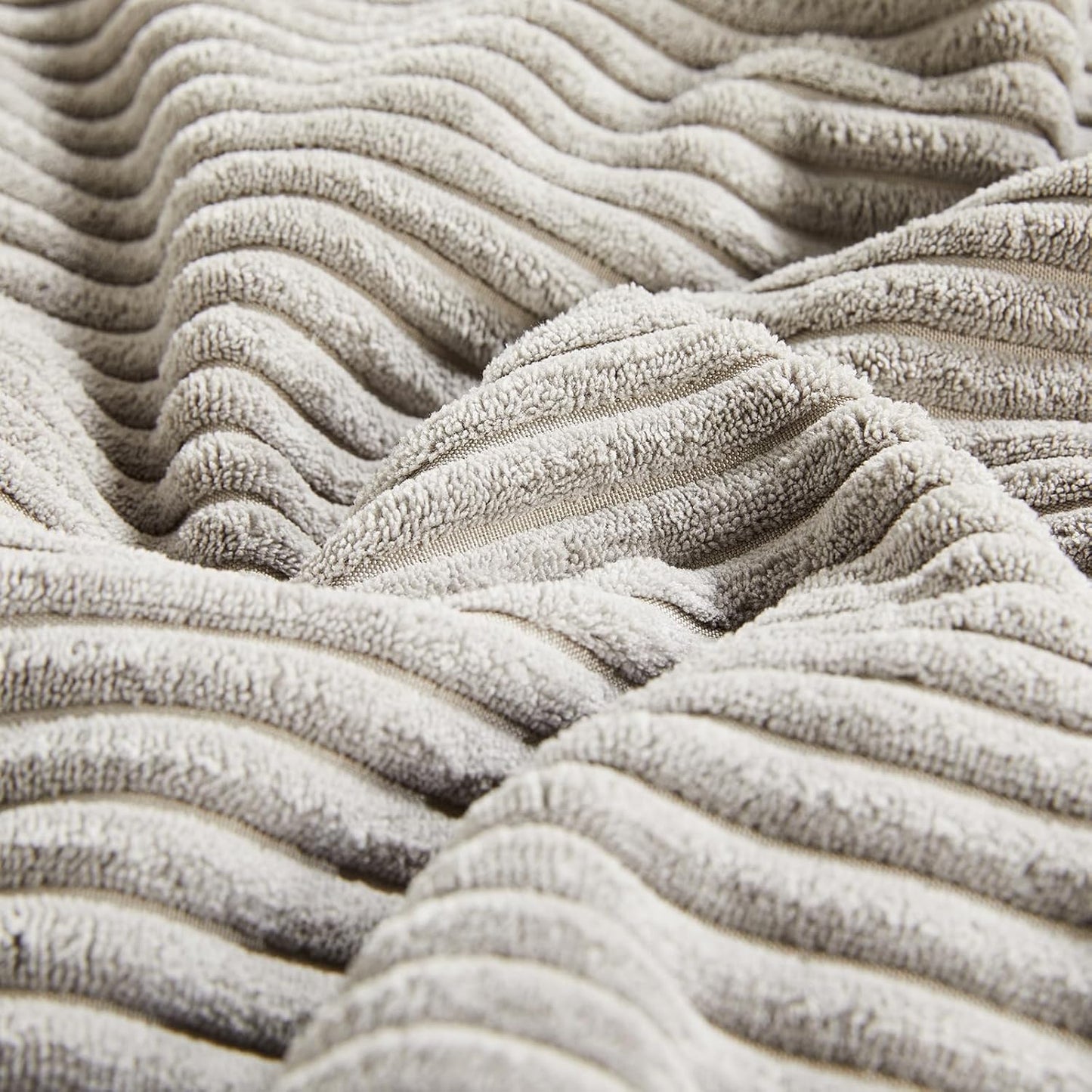 Fancy Homi 2 Packs Neutral Grey Euro Decorative Throw Pillow Covers 28x28 Inch for Couch Bed Sofa, Rustic Farmhouse Boho Home Decor, Soft Corss Corduroy Patchwork Textured Square Cushion Case 71x71 cm