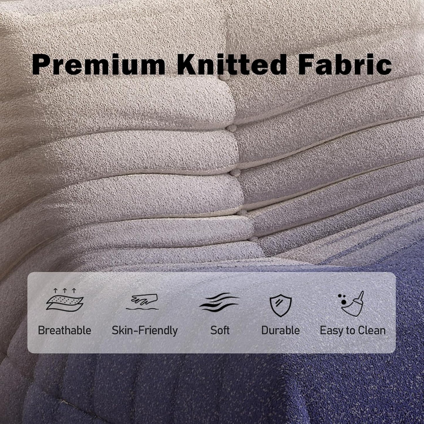 Bean Bag Chair, Fireside Chair Bean Bag Sofa Large Bean Bag Chair for Adults, Bean Bag Chairs for Teens with High Density Comfortable Foam, Memory Foam Bean Bag for Living Room, Bedroom (Blue&White)