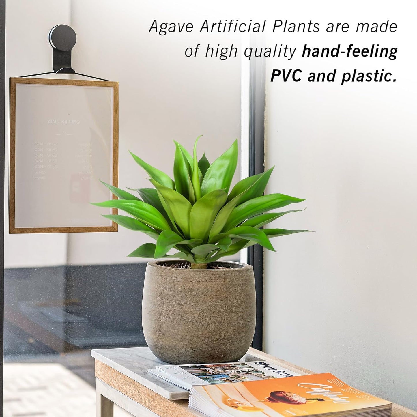 Artificial Agave Plants,Large UV Resistant Fake Agave Planters for Indoor and Outdoor Decorating Artificial Plants for Outdoors Plants(2Pack, 22")