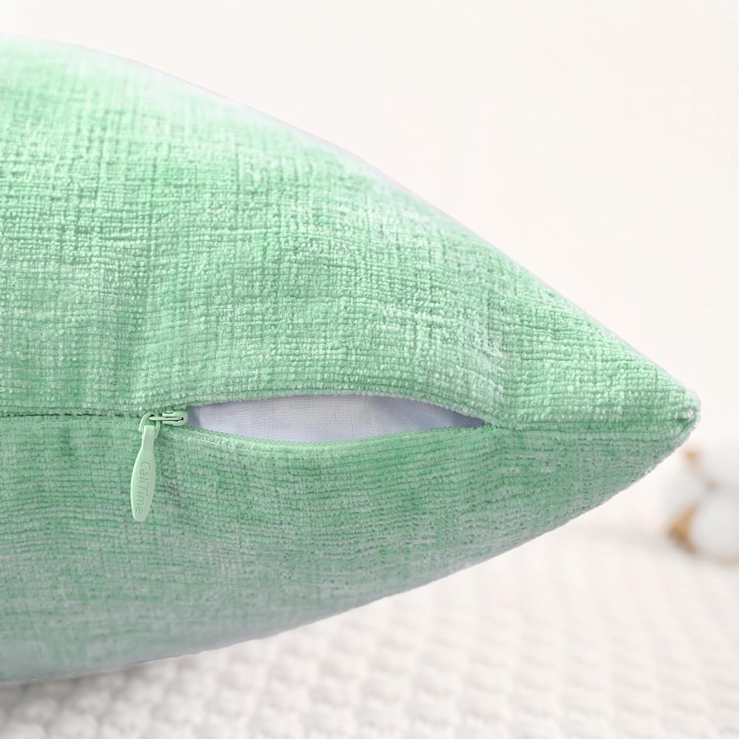 CaliTime Throw Pillow Covers Decorative 26 X 26 Inches Pack of 2 Cozy Chenille Cushion Cases for Couch Sofa Bed Living Room Home Grey Green