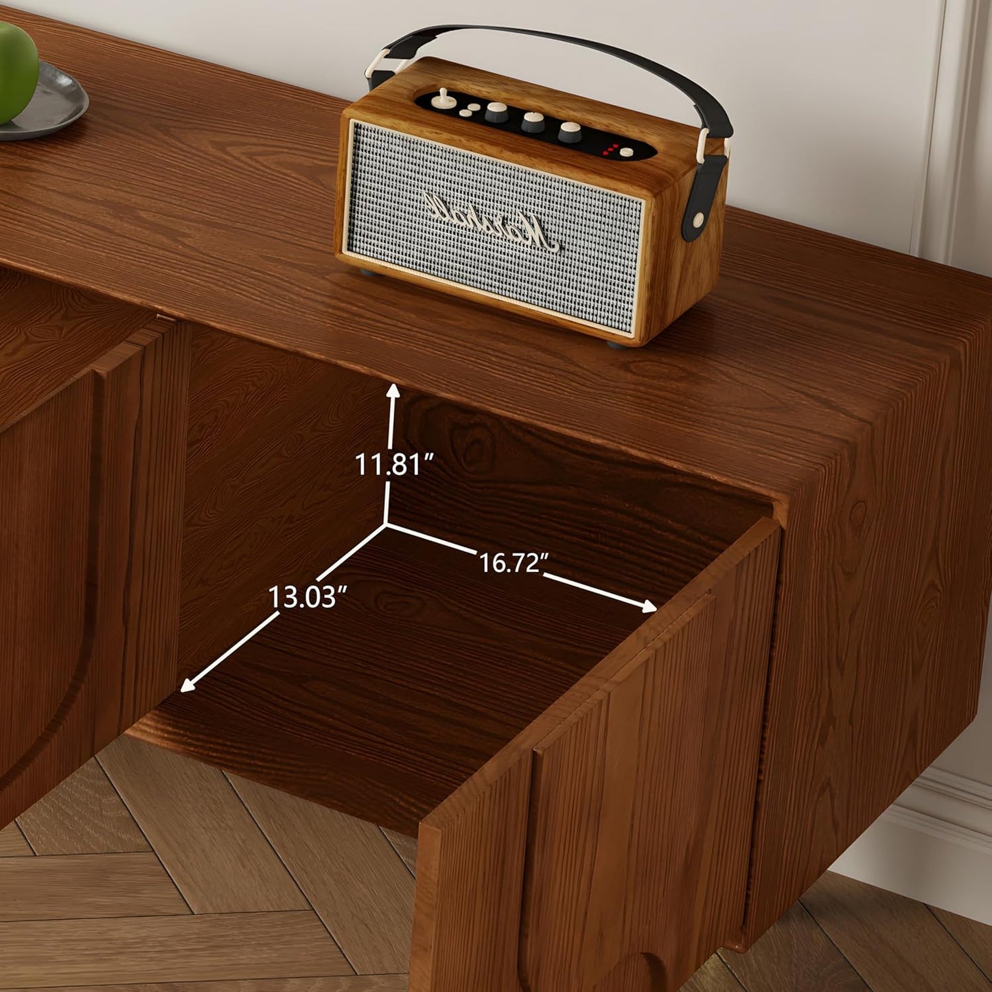 Mid-Century Modern TV Stand, 71'' Walnut TV Stand with Storage, Wooden TV Consoles Entertainment Center TV Table for Living Room, Bedroom