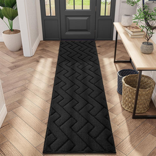 hicorfe Indoor Doormat,Front Back Door Mat Rubber Backing Non Slip Door Mats 20"x59" Absorbent Resist Dirt Entrance Doormat Inside Floor Mats Entryway Washable Low-Profile for Patio,Garden(Charcoal)