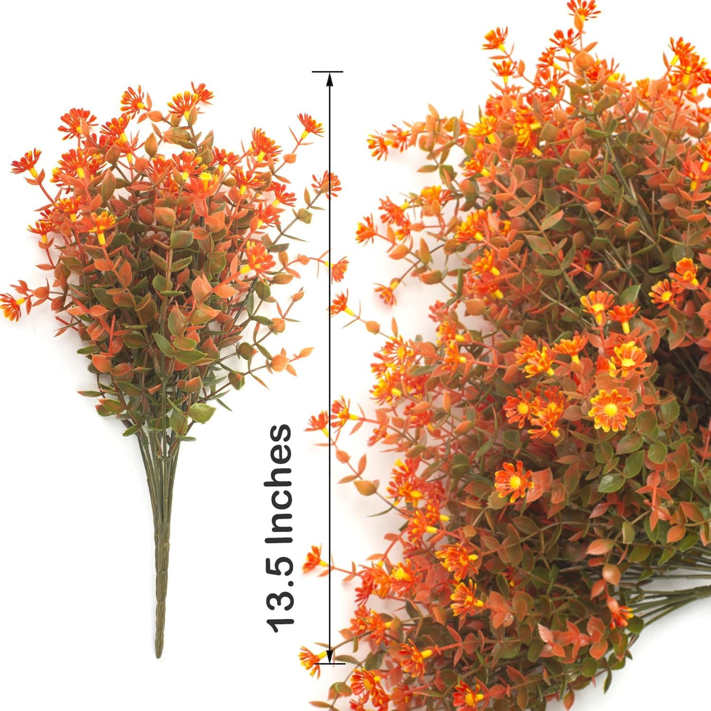 12 Bundles Artificial Fall Flowers No Fade Faux Autumn Plants, Fake Indoor Outdoor Greenery Decorations for Thanksgiving Christmas Wedding Party Home Garden Fireplace Décor (Fall Red)