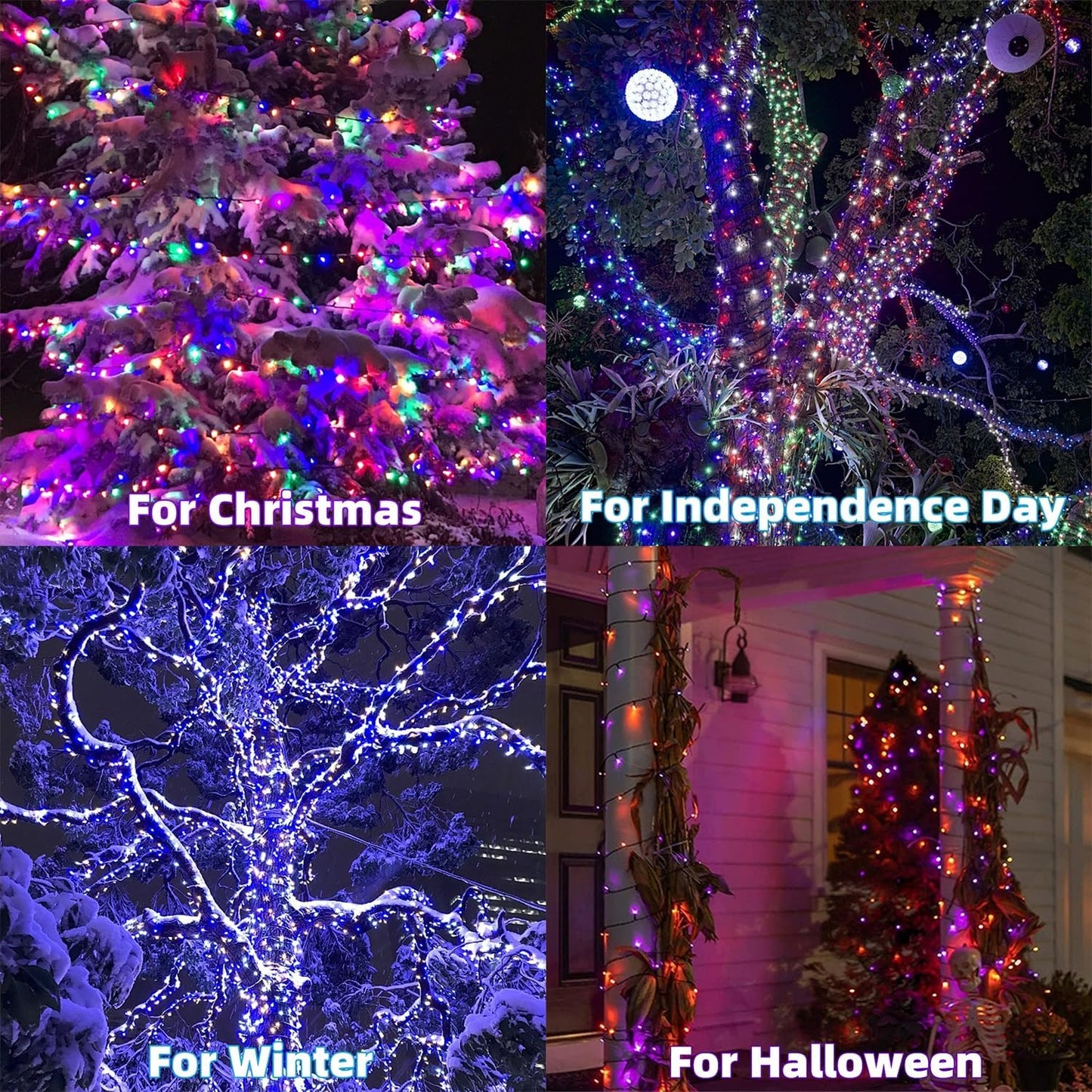 HOME LIGHTING 66ft Christmas Decorative Mini Lights, 200 LED RGB Changing 8 Functional Green Wire Fairy Halloween Lights with Remote Timer, Plug in Indoor Outdoor Xmas Wedding Party Decor