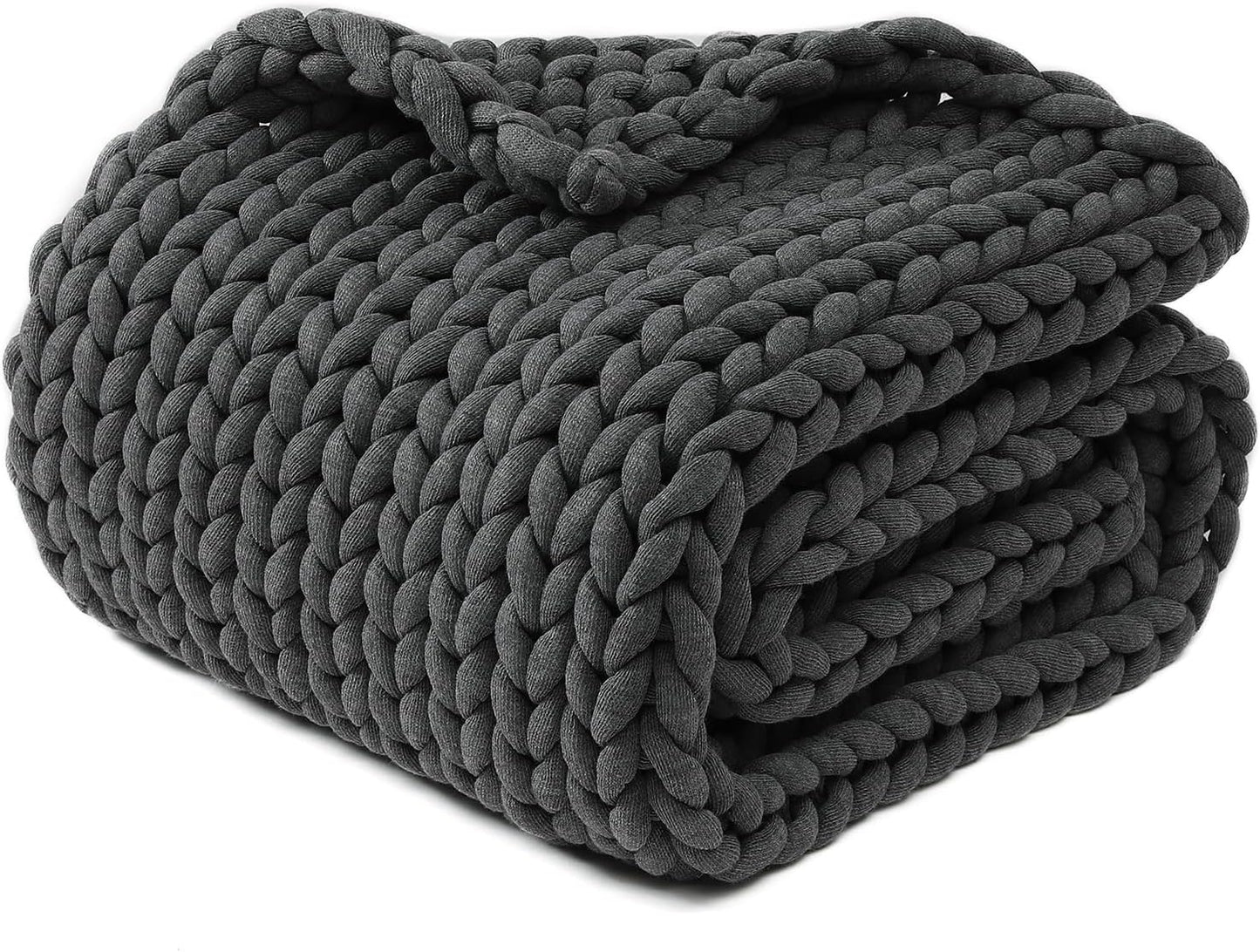 YnM Chunky Throw Blanket, Medium-Weight, Hand Knitted, Skin Friendly, Ventilated and Breathable, Machine Washable, Home Décor Piece for Couch, Sofa and Bed (Charcoal Grey, 40x50 Inch)