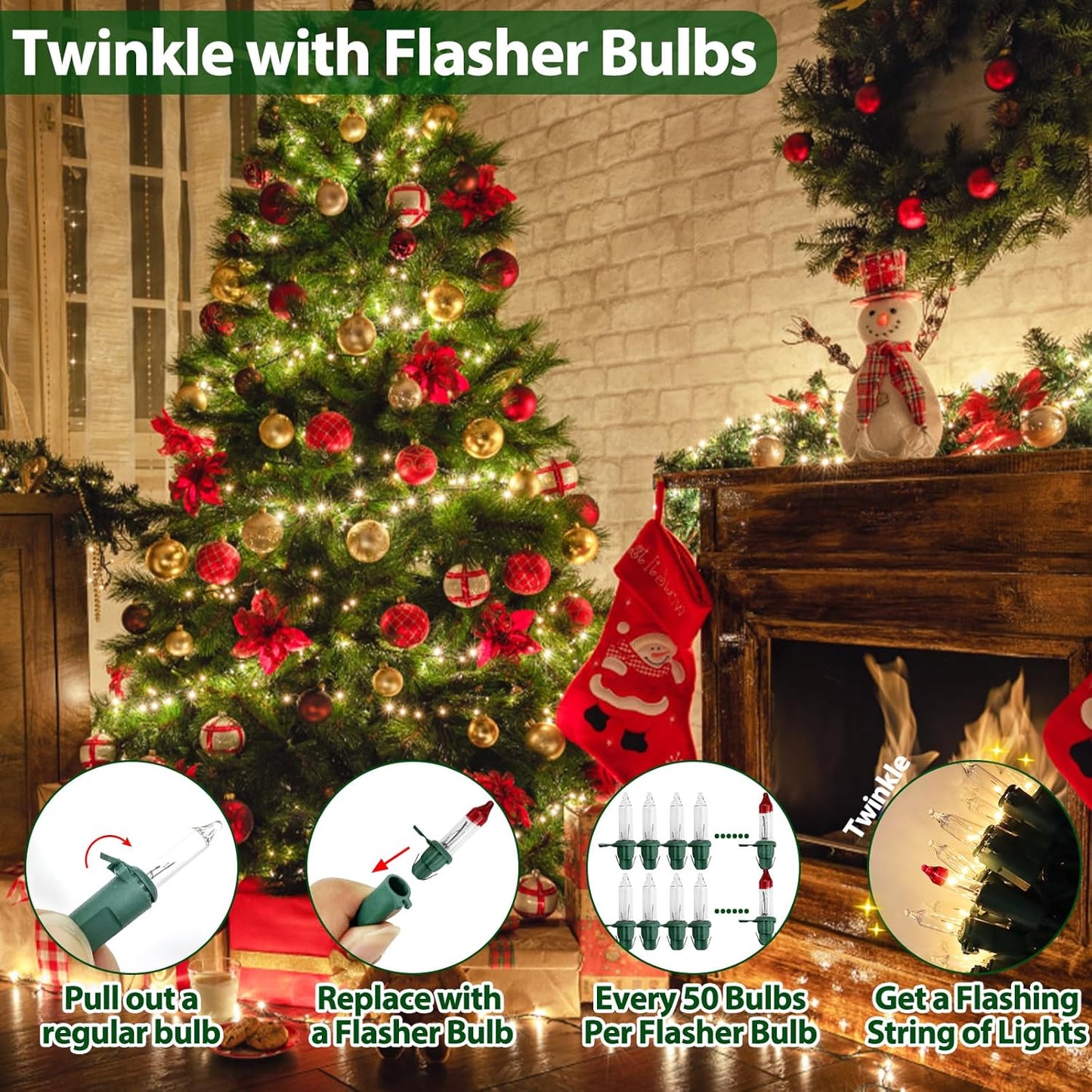 Clear Christmas Lights 25FT 100 Incandescent Bulbs Warm White Mini Lights with Green Wire for Christmas Tree, Garland, Thanksgiving, Wedding, Party, Home, Indoor & Outdoor Festival Decoration