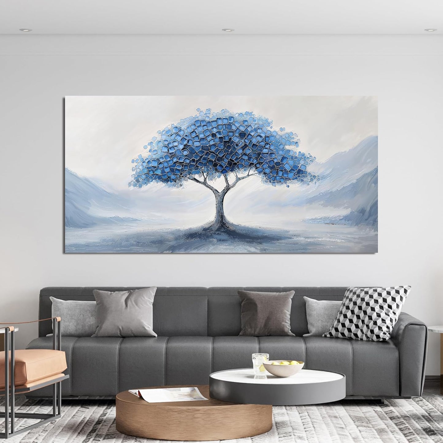 Canvas Wall Art Decor Wall Art Pictures for Living Room Large Tree of Life Wall Art Decorations Abstract Canvas Art Wall Decor Blue Wall Art Prints Artwork for Walls Bedroom Home Decor 24" X 48"
