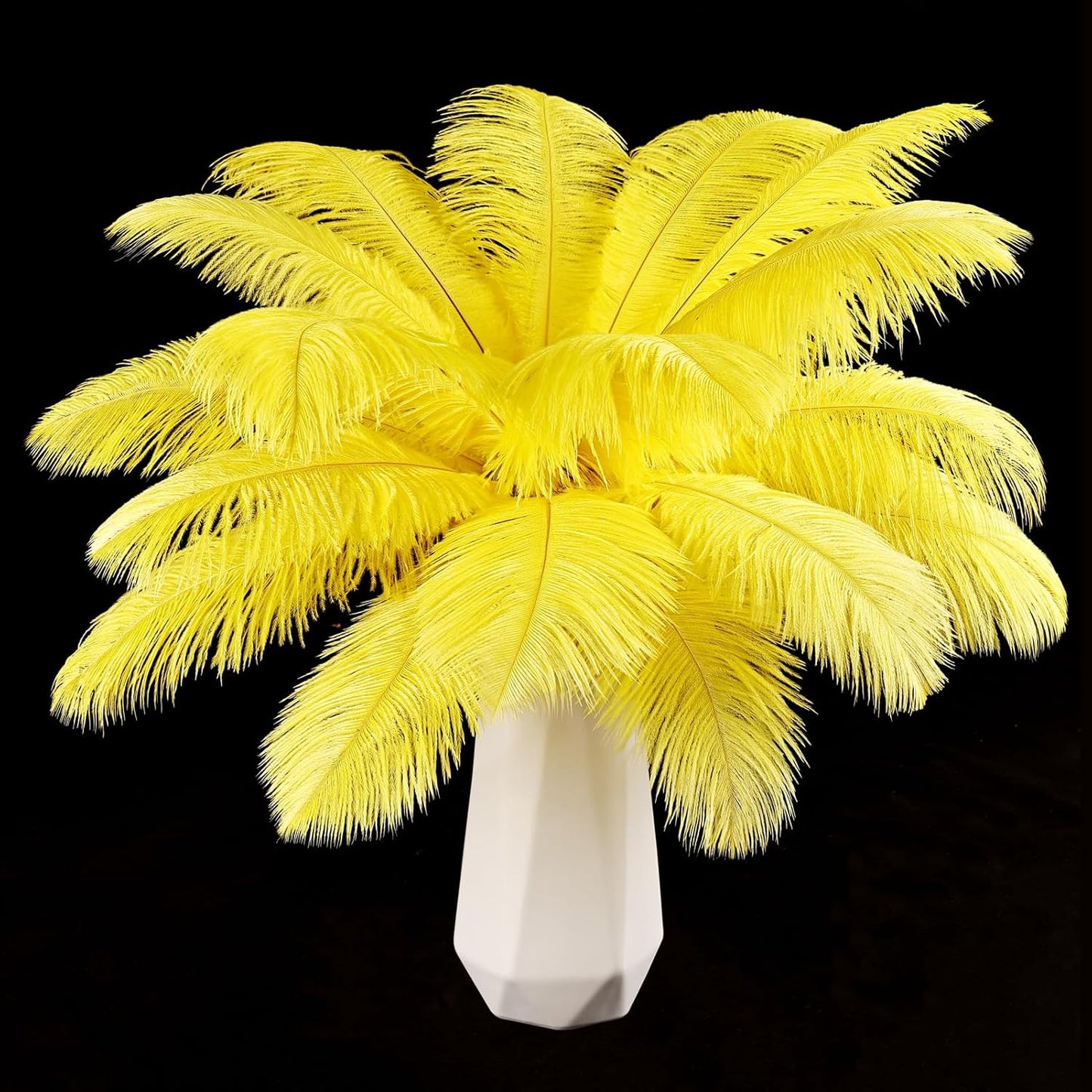 THARAHT Yellow Ostrich Feathers 12pcs Natural Bulk 8-10Inch 20cm-25cm for Crafts Wedding Party Centerpieces Halloween and Home Decoration Feathers