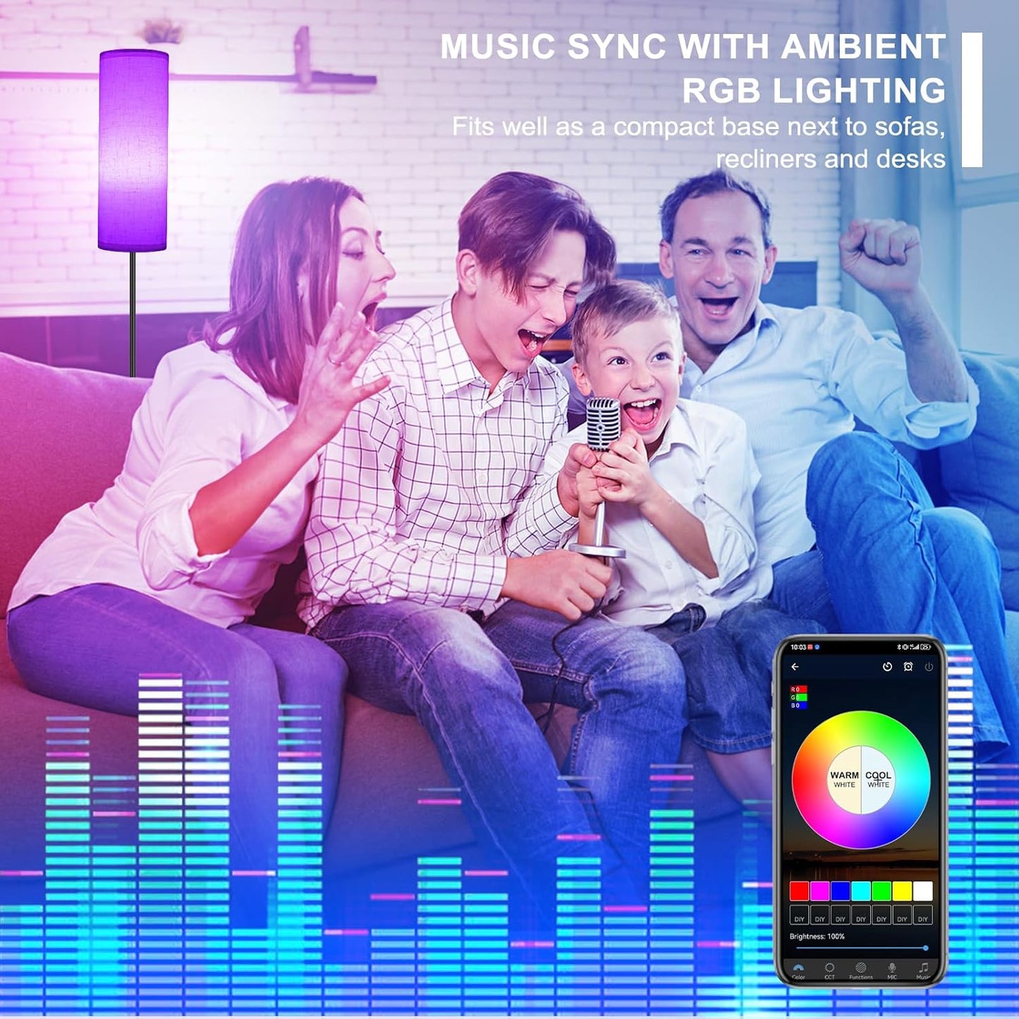 FRIDEKO HOME 2 Pack Floor Lamps for Living Room, Dimmable Colors Temperature & Brightness, Modern Floor Lamp with Remote, Tall Standing Lamps for Living Room Bedroom Office, Beige Shade 9W RGB Bulb