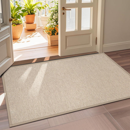 LEKEEPGO Door Mat 36"x59", Non Slip Door Mat Indoor Entrance, Rubber Backing Front Indoor Door mat Washable Absorbent Low-Profile Entryway Entry Resist Dirt Inside Door Mats, Khaki