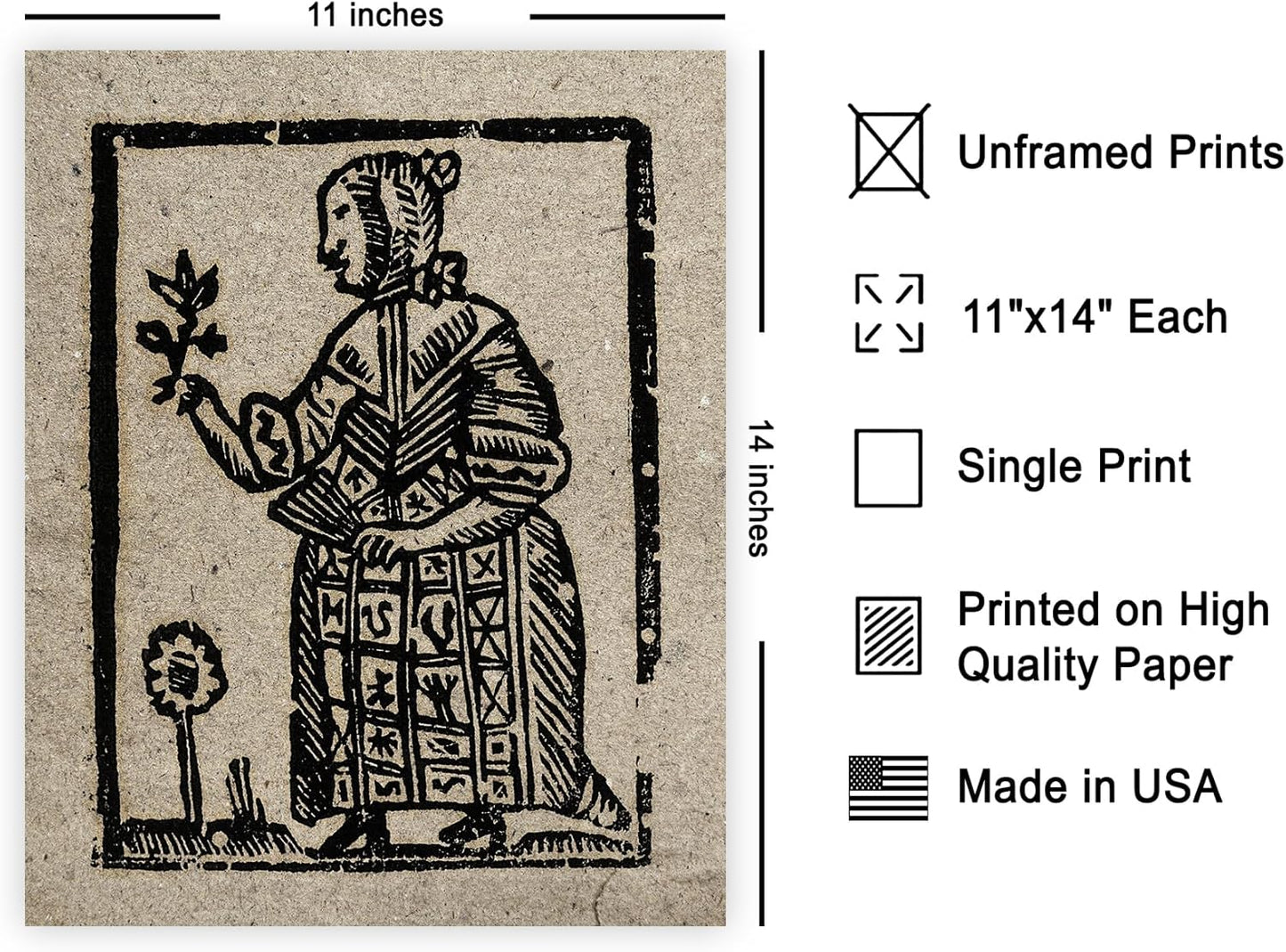 Poster Master Vintage Witch Poster - Retro Witch Holding Plant Print - Halloween Art - Pagan Art - Gift for Men & Women - Gothic Wall Decor for Living Room, Bedroom or Office - 11x14 UNFRAMED Wall Art